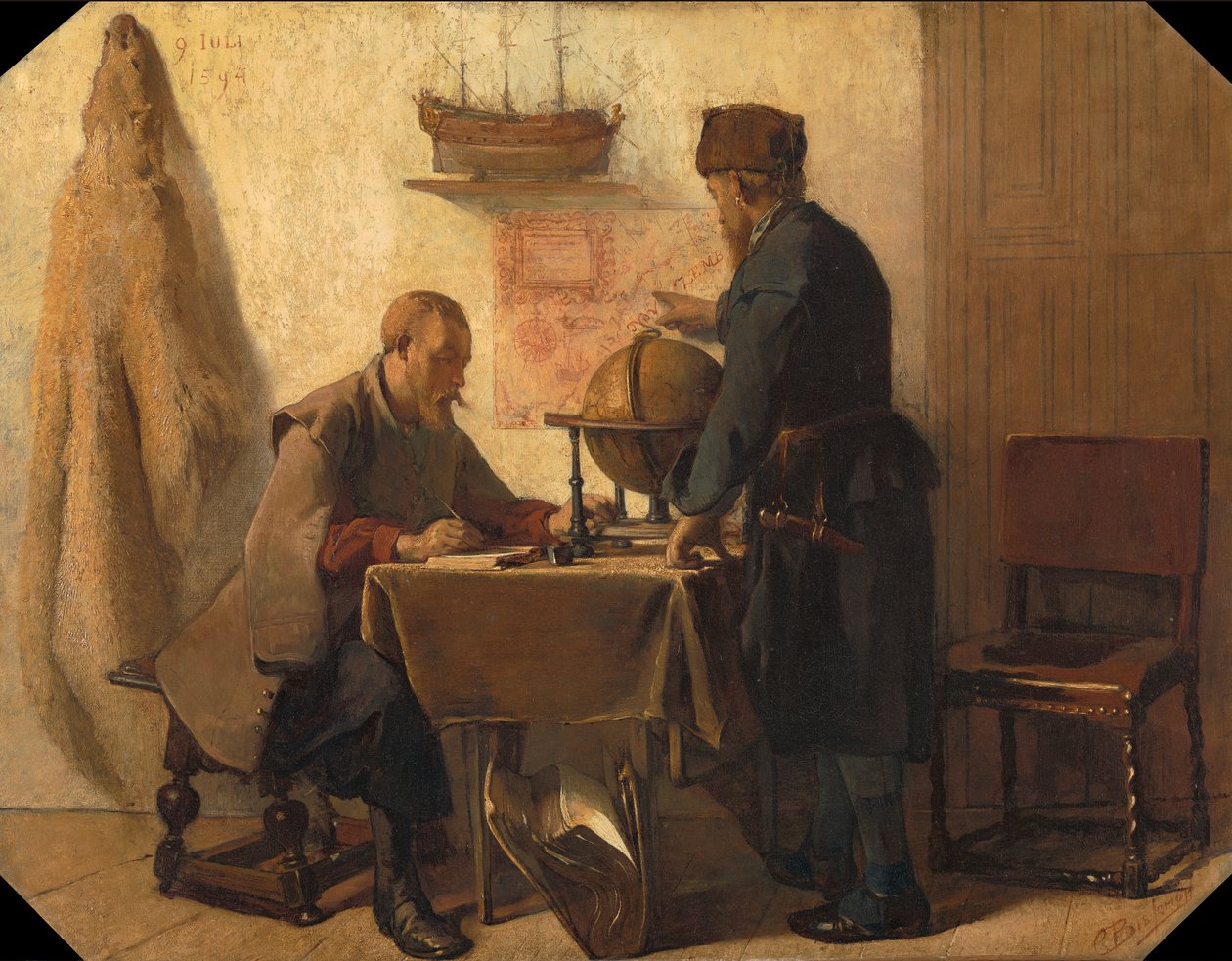 Heemskerck og Barends, der planlægger deres anden rejse mod nord af Christoffel Bisschop