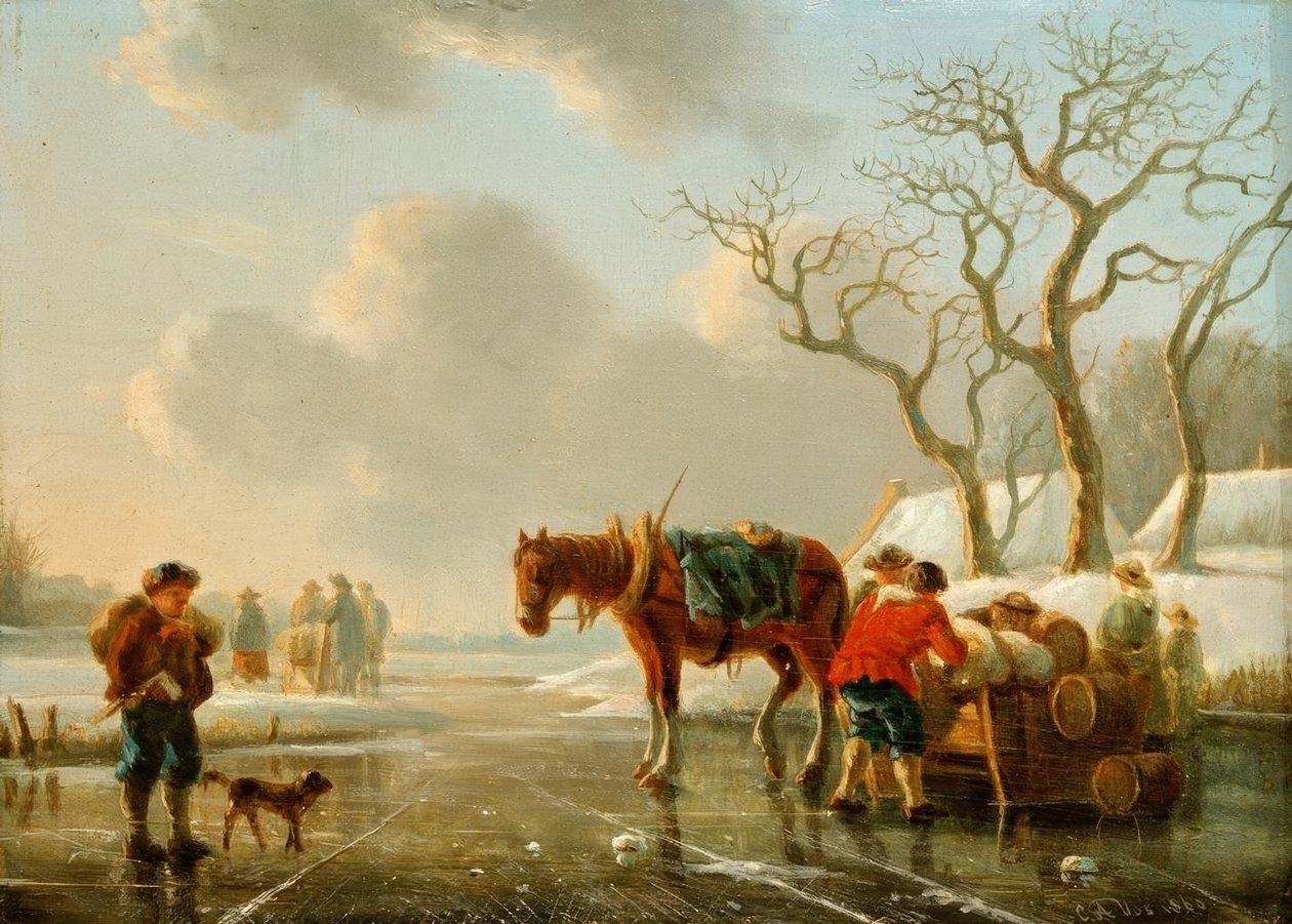 Vinteraften på den iskolde flod af Christoffel Albertus Vos
