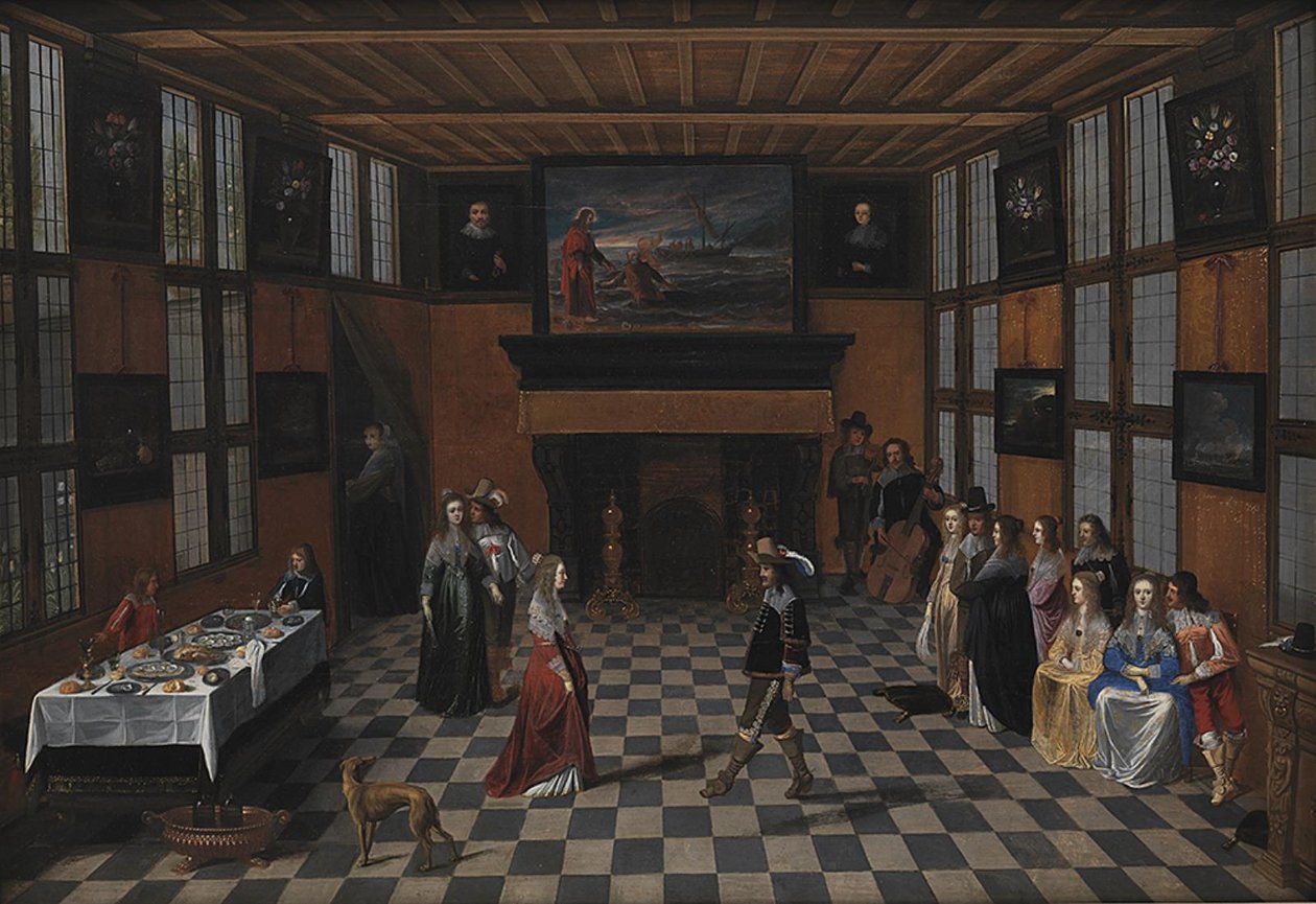 Dansefest i et interiør af Christoffel Jacobsz. van der Laemen