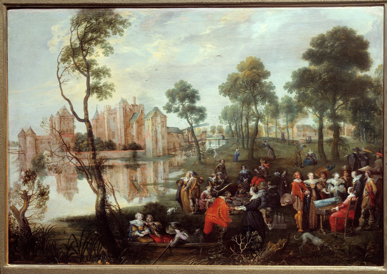 Snack i en galant scenepark. Maleri af Christophe Van der Lamen (1606-1651) af Christoffel Jacobsz van der Lamen