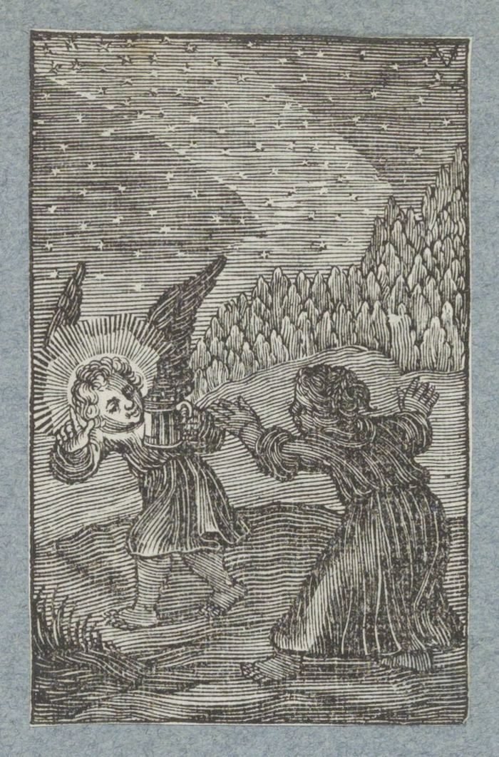 Engel med lanterne viser barnet vejen Pia Desideria (serietitel) af Christoffel van Sichem (II)