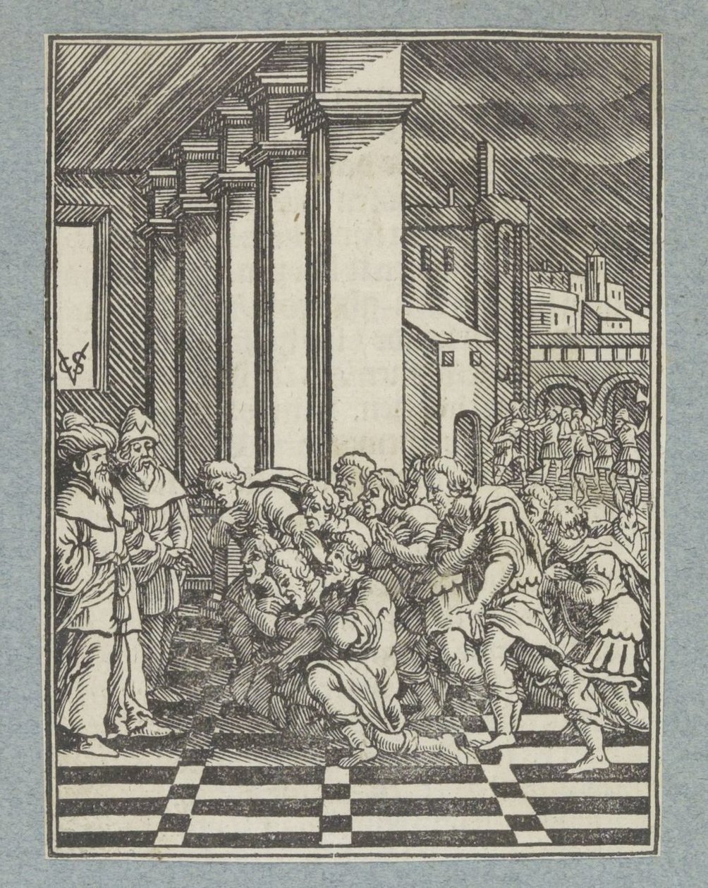 Josefs brødre knæler foran ham i Egypten af Christoffel van Sichem (II)