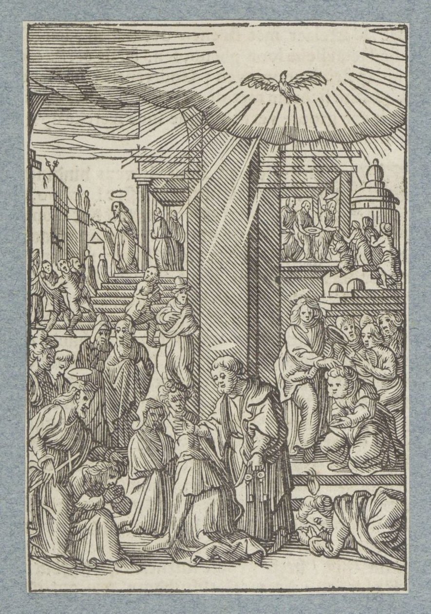 Peter, Johannes og Filip velsigner troende i Samaria af Christoffel van Sichem (II)