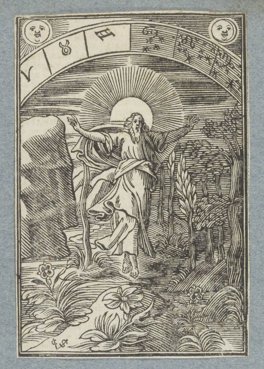 Fjerde skabelsesdag: skabelsen af ​​sol, måne og stjerner af Christoffel van Sichem (II)