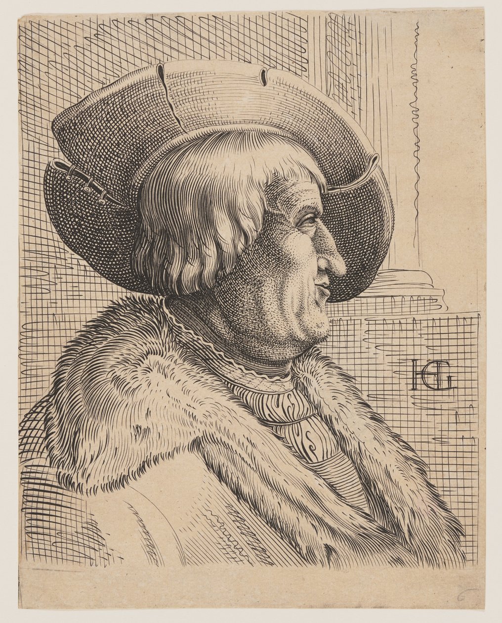 Fantasiportræt af en gammel mand i profil af Christoffel van Sichem I