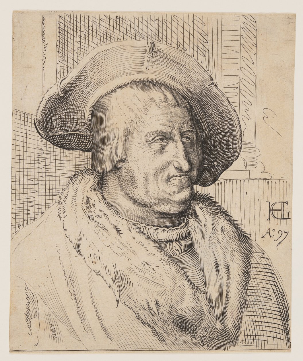 Fantasiportræt af en gammel mand med hat af Christoffel van Sichem I
