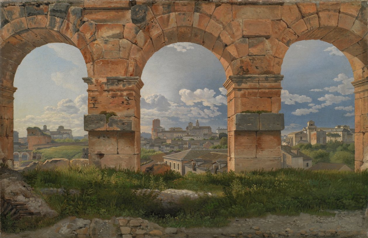 En udsigt gennem tre buer på tredje etage i Colosseum af Christoffer Wilhelm Eckersberg