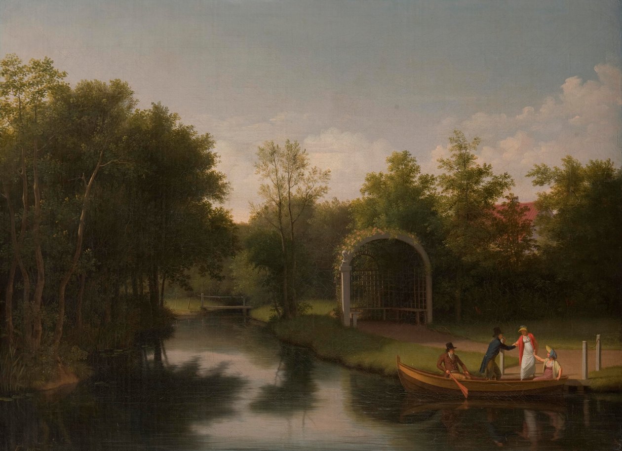 Arbor i parken på Sanderumgård herregård af Christoffer Wilhelm Eckersberg