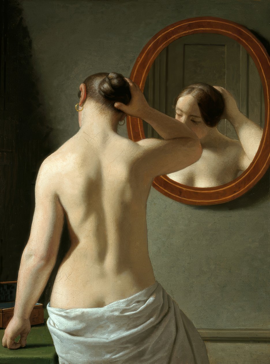 Ung kvinde foran et spejl af Christoffer Wilhelm Eckersberg