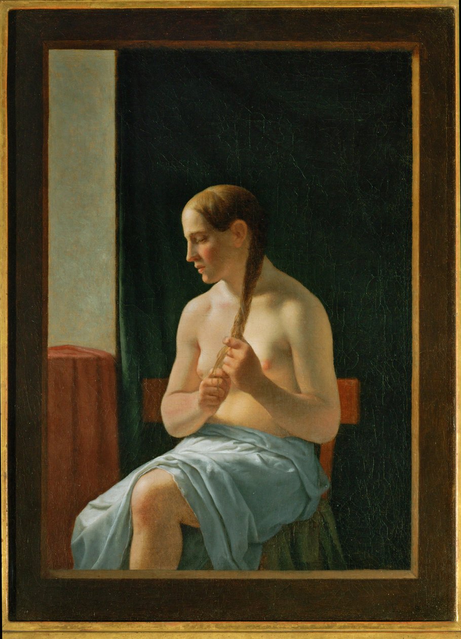 Siddende nøgen (maleri på lærred) af Christoffer Wilhelm Eckersberg
