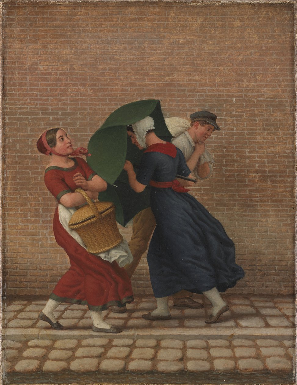 Gadescene i blæsende og regnfuldt vejr, 26. november 1846 (olie på lærred) af Christoffer Wilhelm Eckersberg