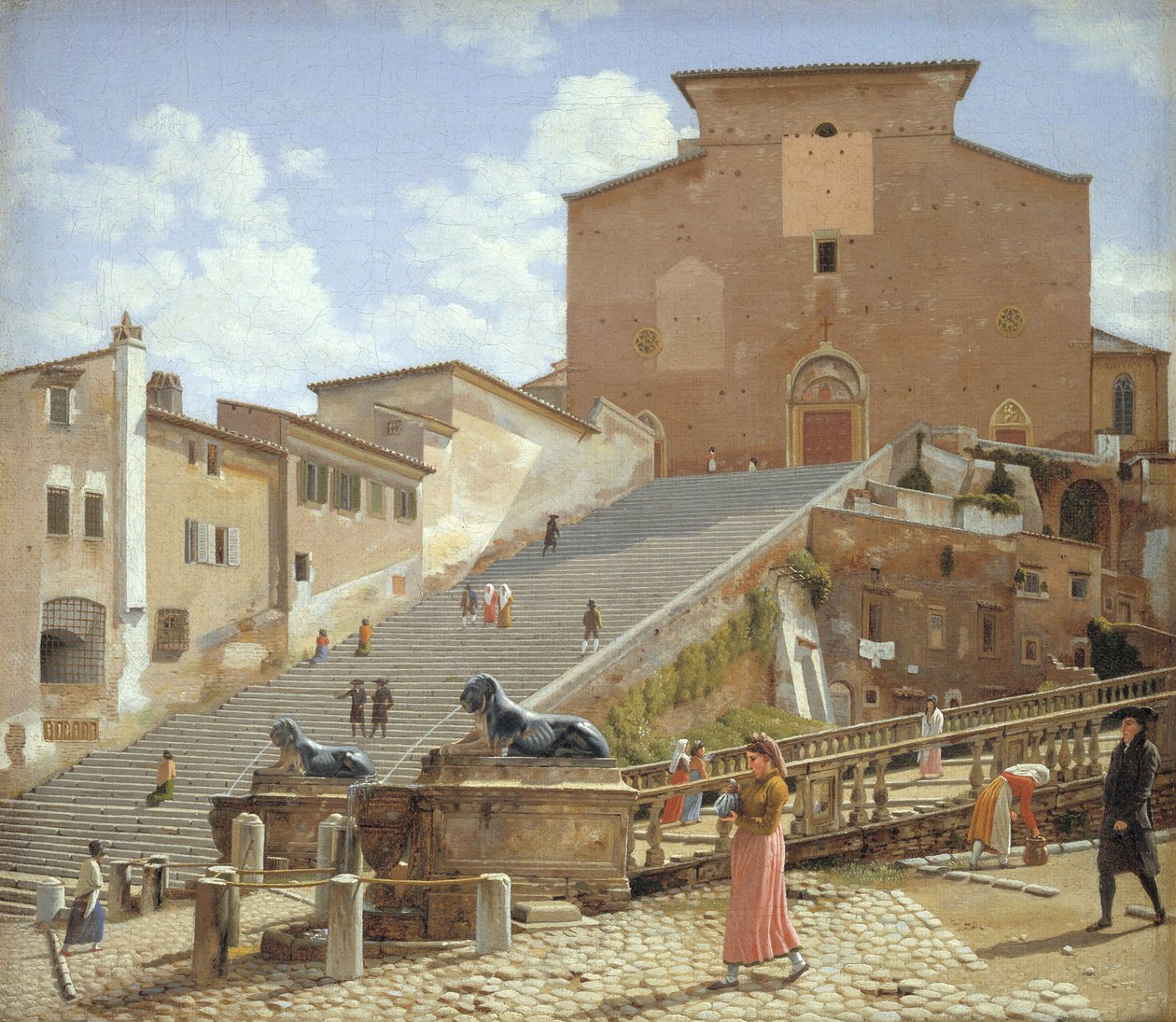 Marmortrappen, der fører til Santa Maria in Aracoeli i Rom af Christoffer Wilhelm Eckersberg