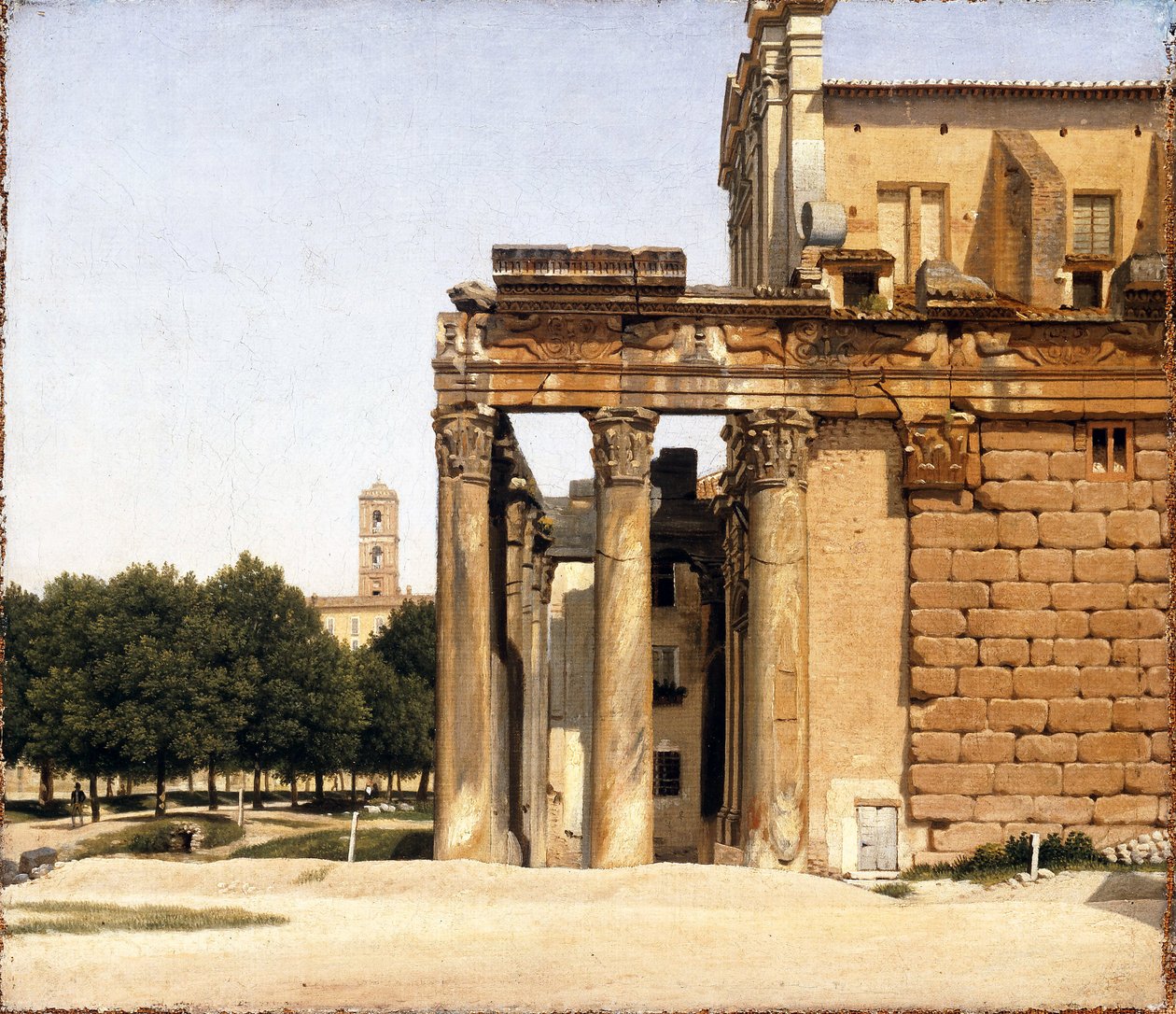 Vue de la via Sacra, Rome - Peinture de Christoffer Wilhelm Eckersberg (1783-1853) View of the Via Sacra, Rome Oil on canvas 1814 Ny Carlsberg Glyptotek 28x33 af Christoffer Wilhelm Eckersberg