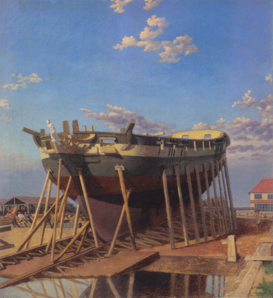 En korvet på slæbestedet. af Christoffer Wilhelm Eckersberg