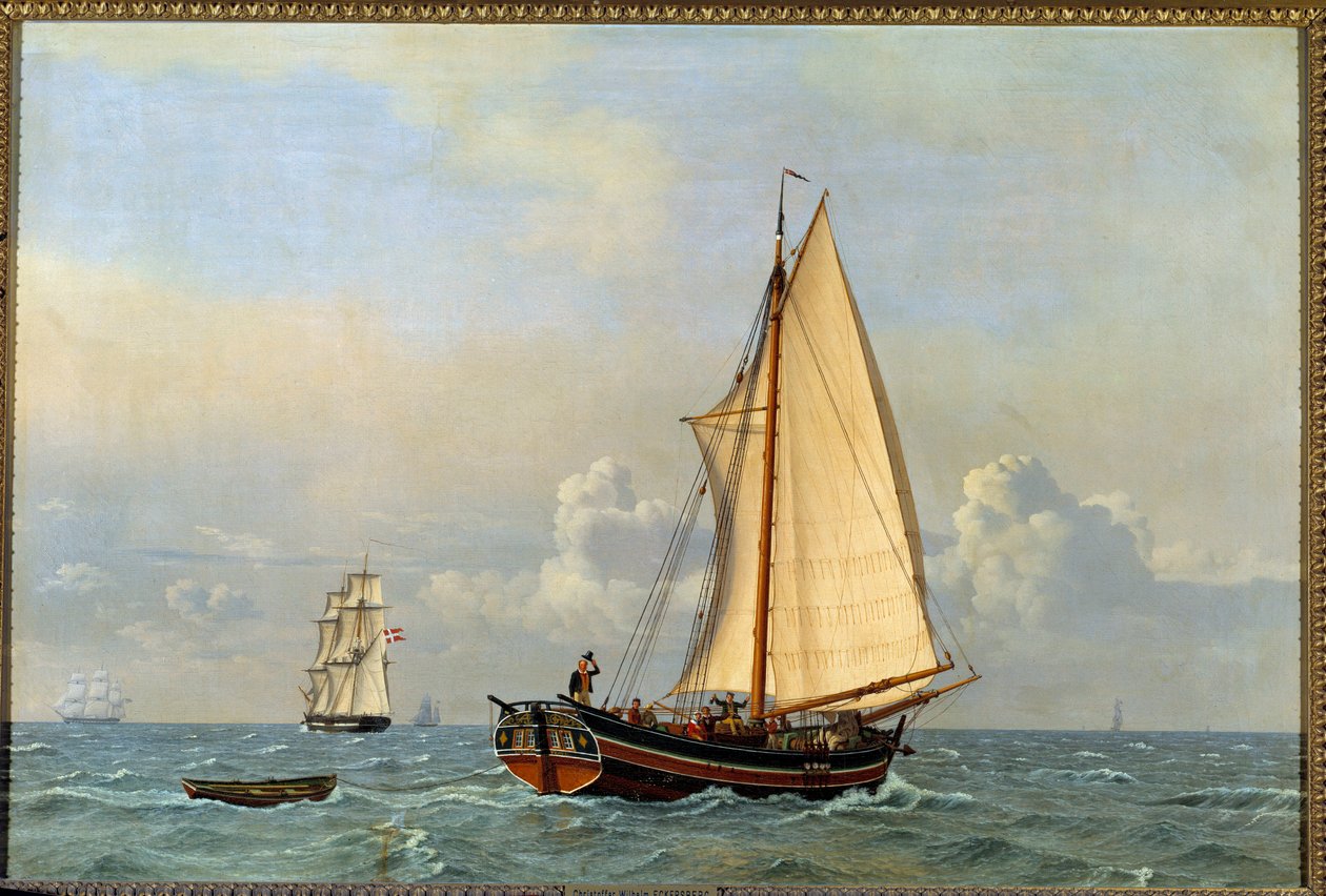 Et tidligere dansk linjeskib i modvind i 1831 Maleri af Christoffer Wilhelm Eckersberg (1783-1853) af Christoffer Wilhelm Eckersberg