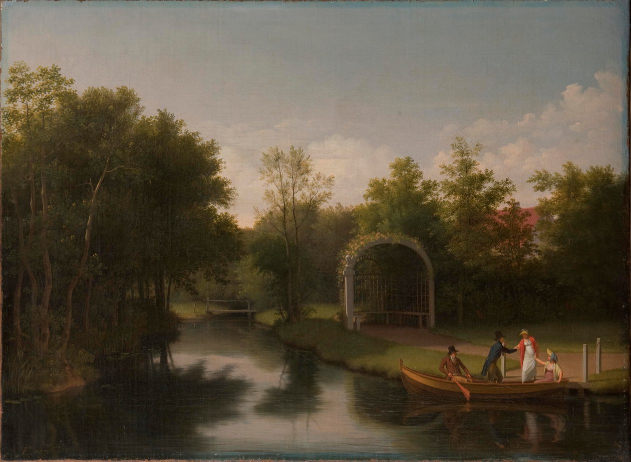 Laug i parken ved Sanderumgård herregård af Christoffer Wilhelm Eckersberg