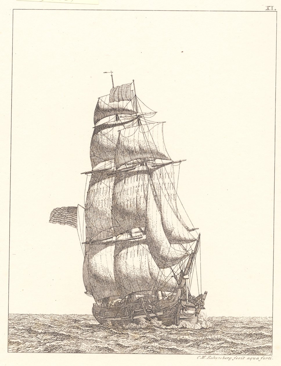 Dansk:  En nordamerikansk brig af Christoffer Wilhelm Eckersberg