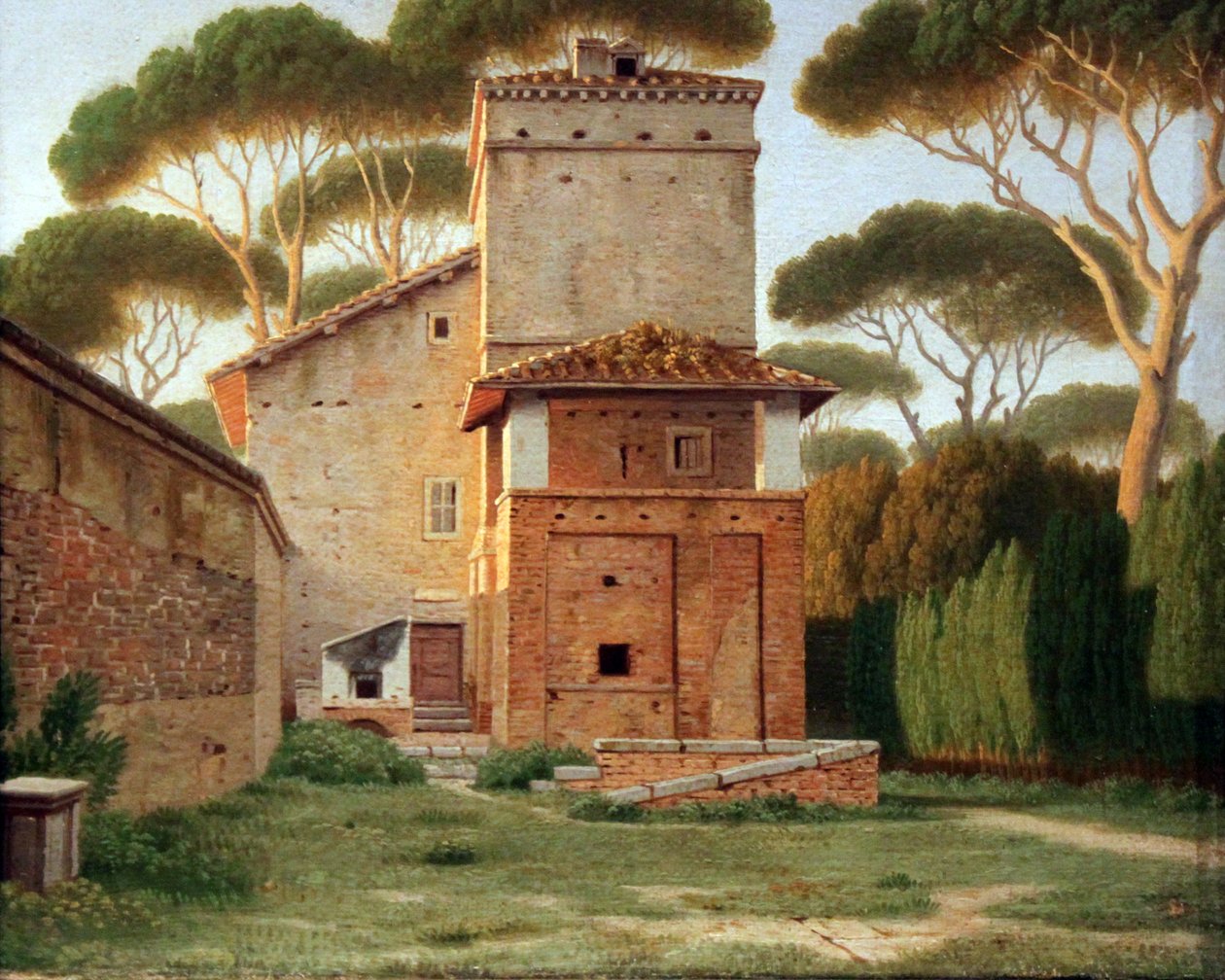 Porthuset i parken ved Villa Borghese, Rom af Christoffer Wilhelm Eckersberg