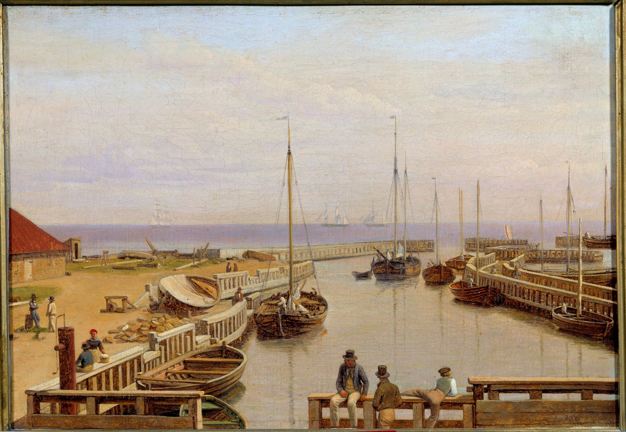 Dragor Havn i Danmark i 1826 Maleri af Christoffer Wilhelm Eckersberg (1783-1853) 1826 Søn. 0,22x0,31 m af Christoffer Wilhelm Eckersberg