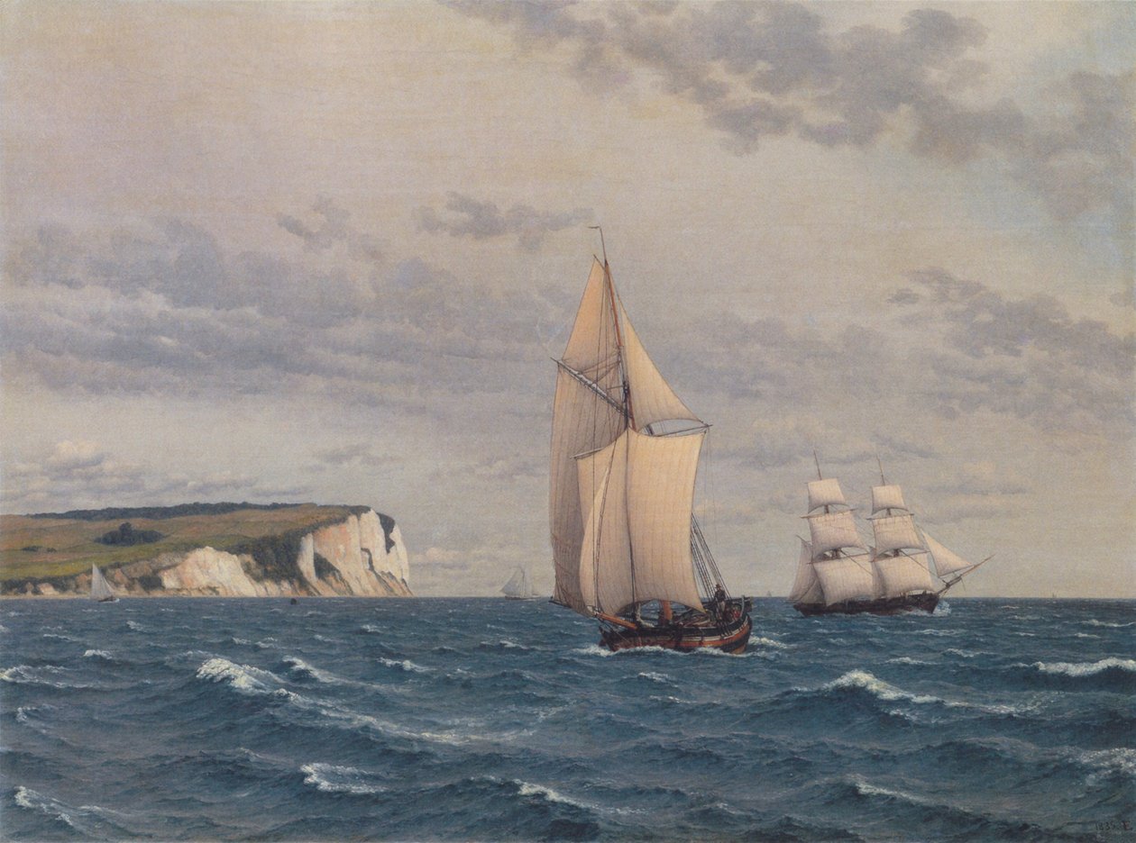 Den sydlige del af Møns Klint set fra havet. af Christoffer Wilhelm Eckersberg