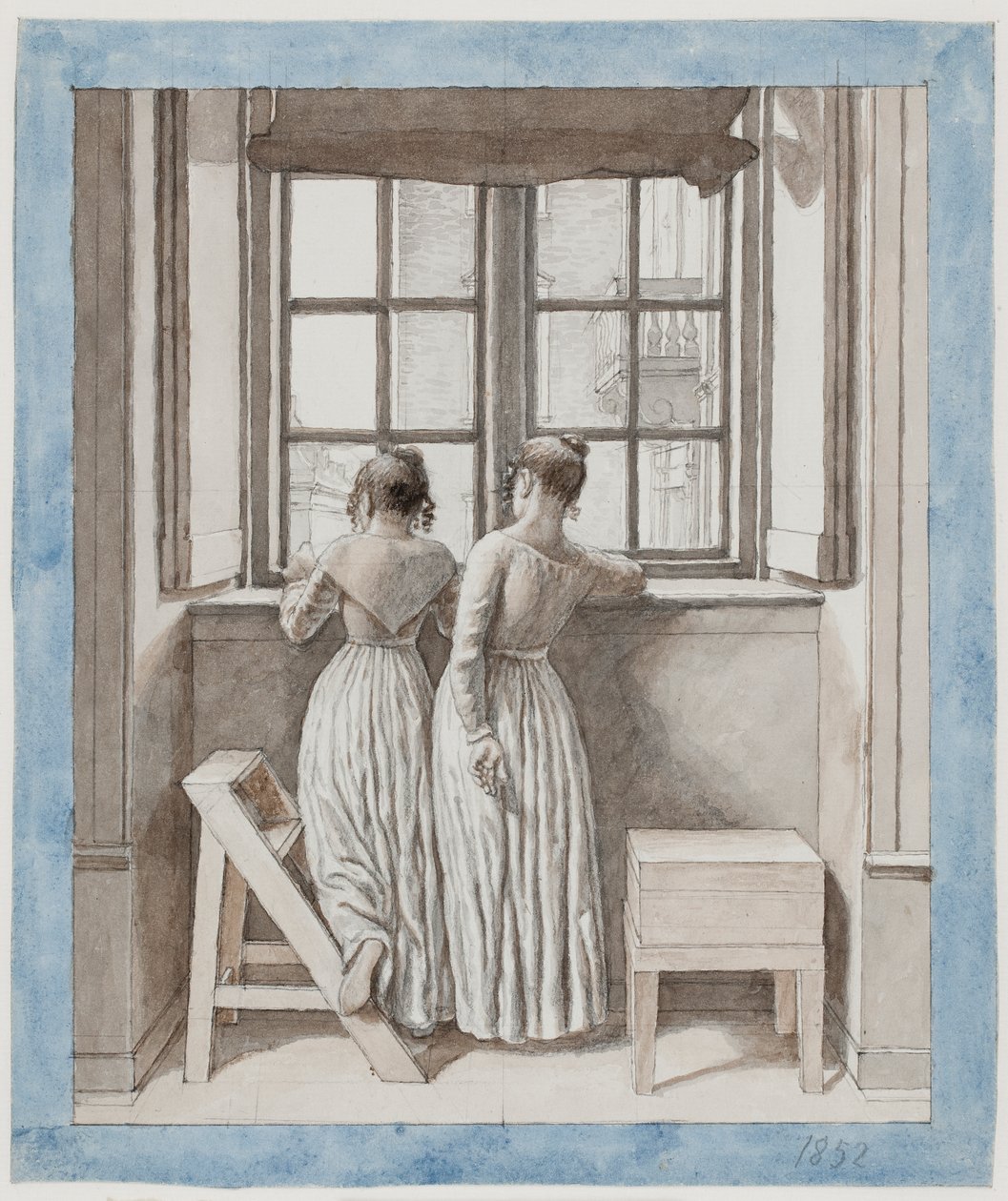 Ved et vindue i kunstnerens atelier af Christoffer Wilhelm Eckersberg
