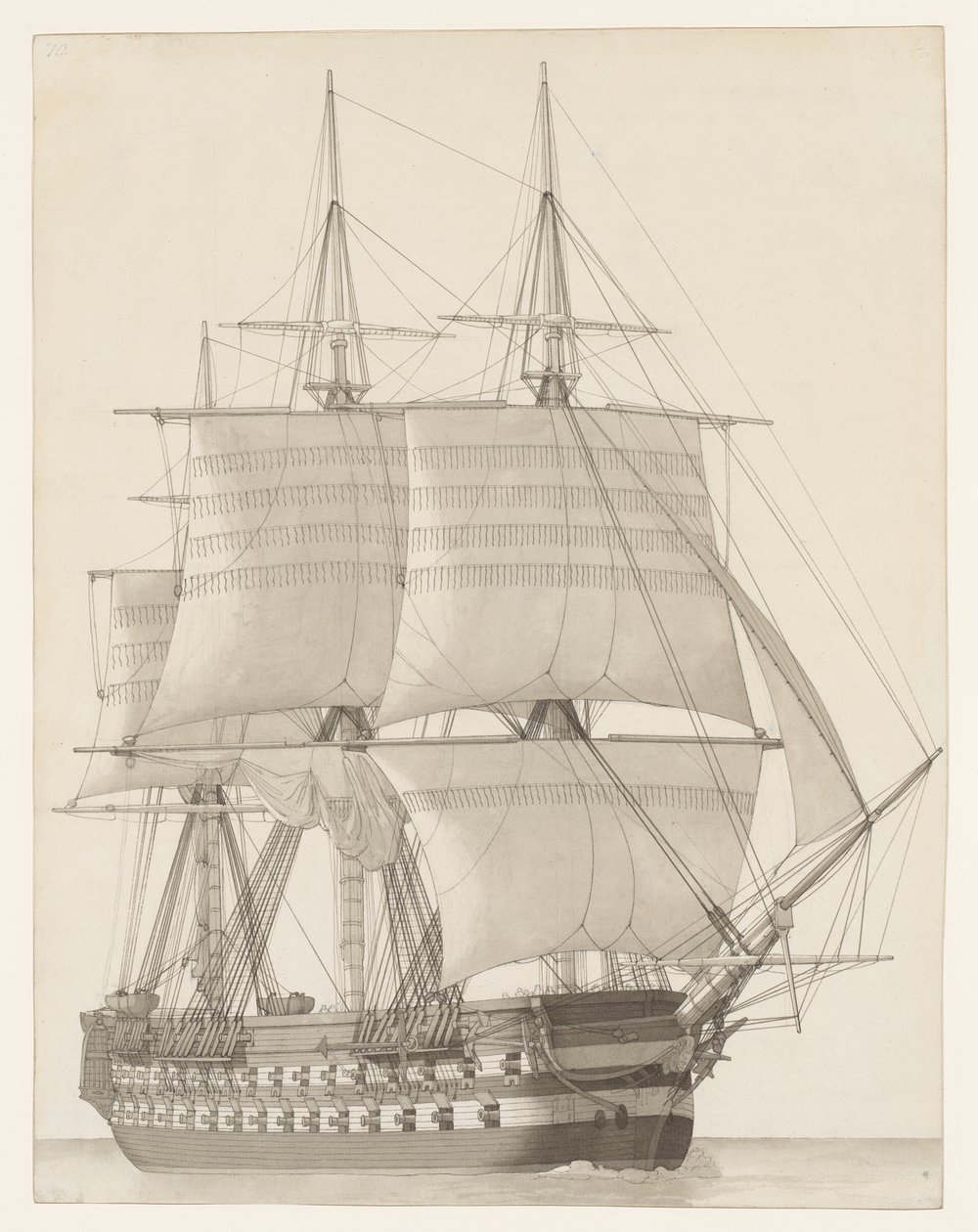Skib fra den russiske linje af Christoffer Wilhelm Eckersberg