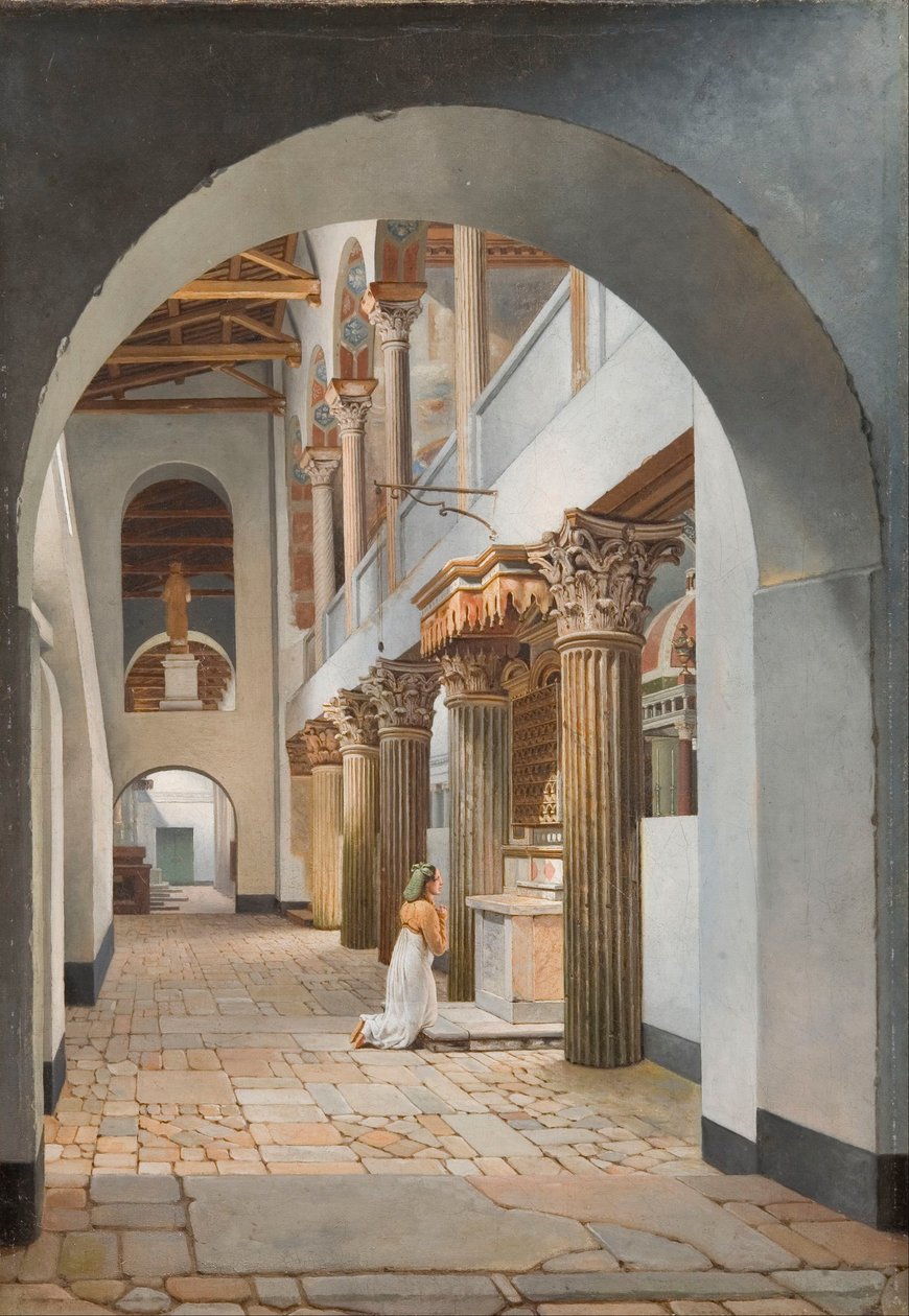 Udsigt over San Lorenzo-kirken fuori le Mura af Christoffer Wilhelm Eckersberg