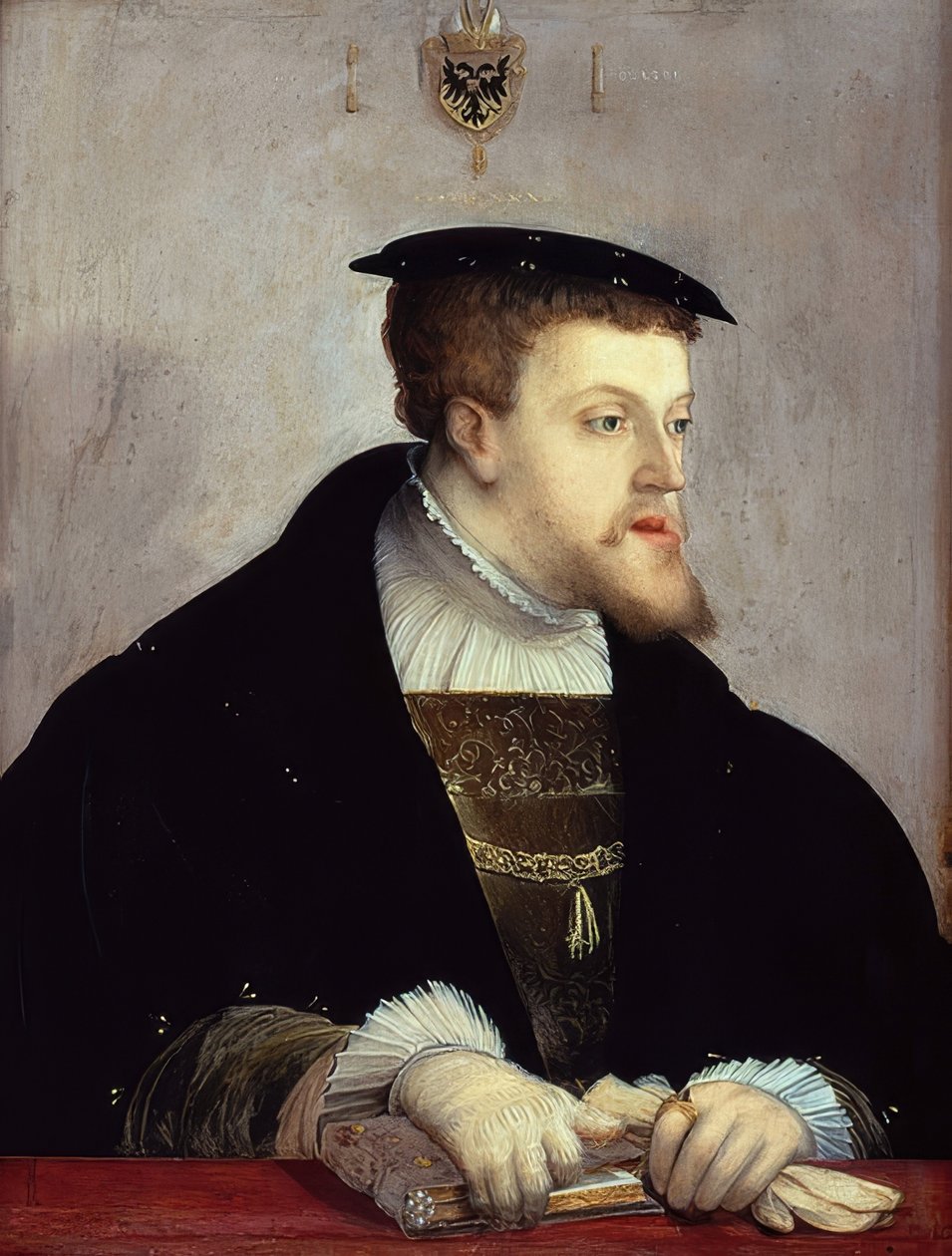 Portræt af kejser Karl V (1500-1558). Omkring 1532 af Christoph Amberger