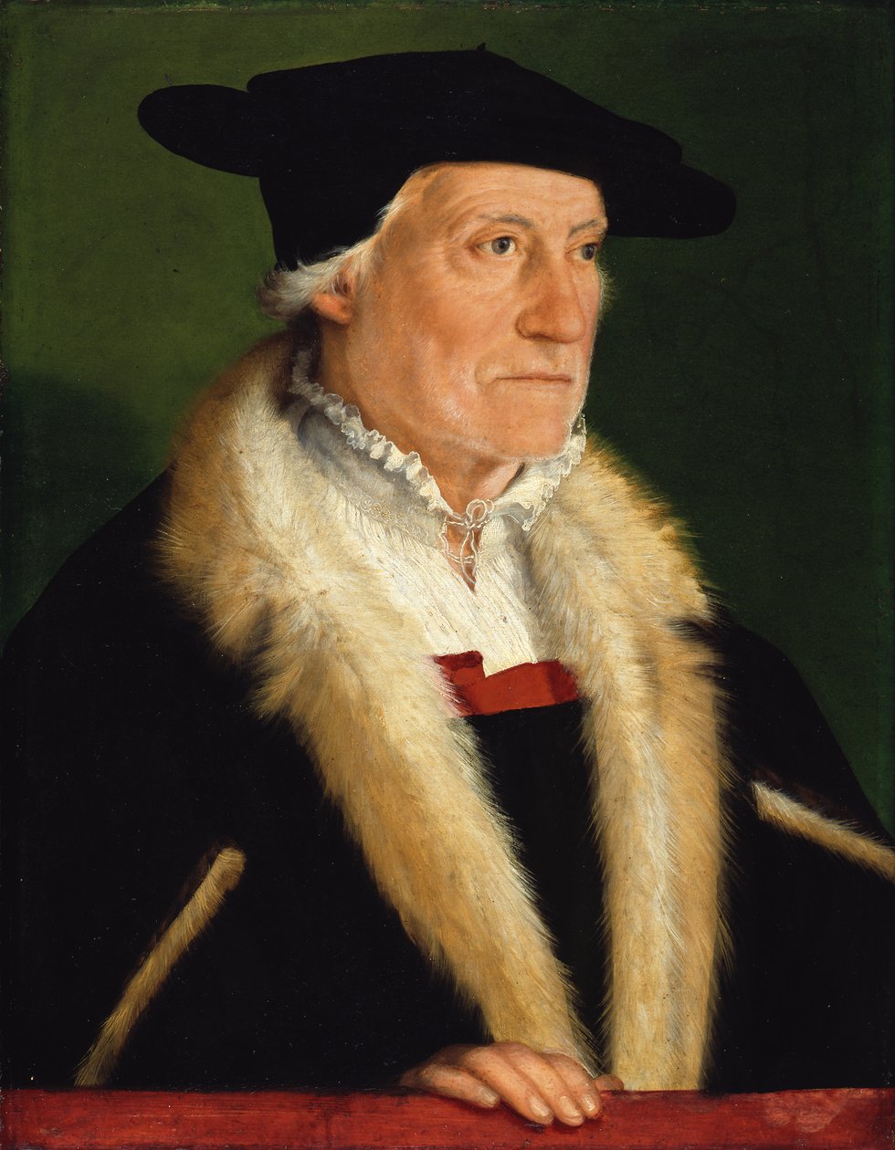 Portræt af kosmografen Sebastian Münster (1489-1552) af Christoph Amberger