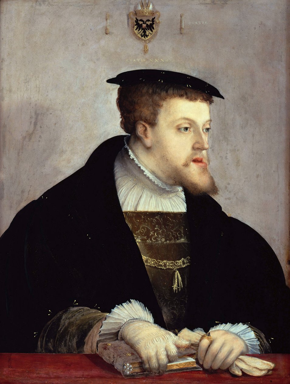 Portræt af kejser Karl V 1500-1558, ca 1532 af Christoph Amberger