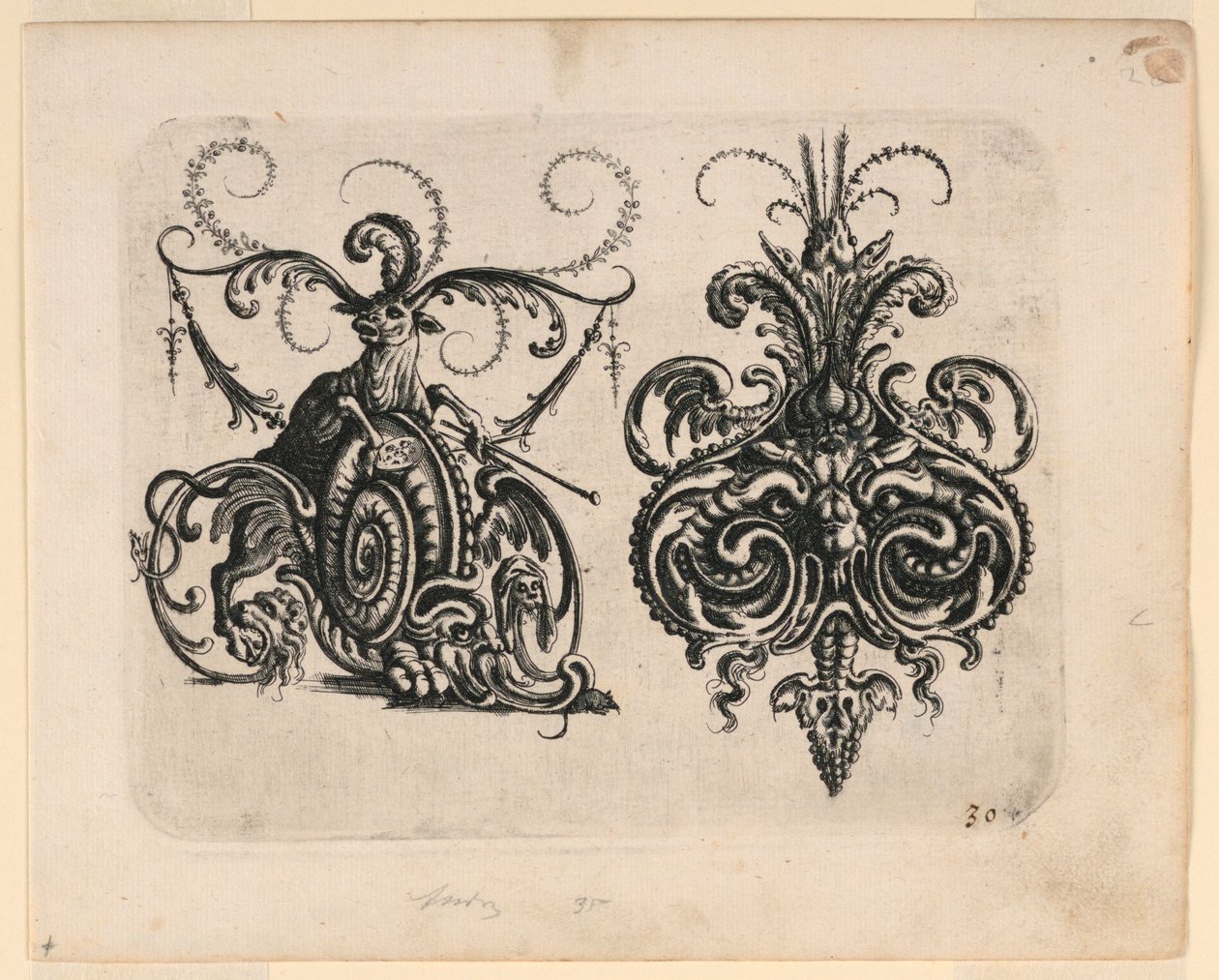 Tavle 30, fra New Grotteßken Buch (New Grotesque Book) af Christoph Jamnitzer