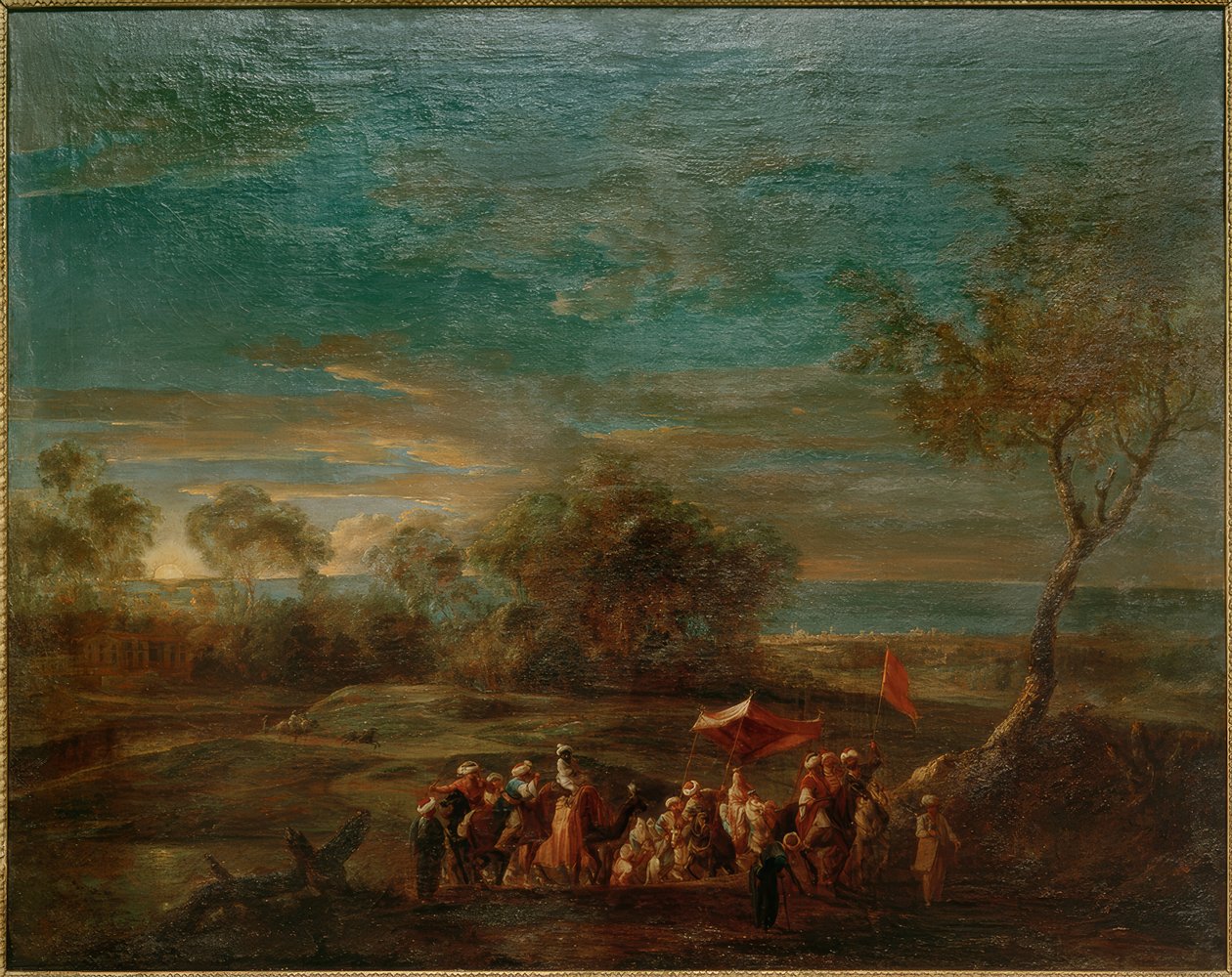 Morgenlandskab med et orientalsk brudeoptog af Christoph Ludwig Agricola