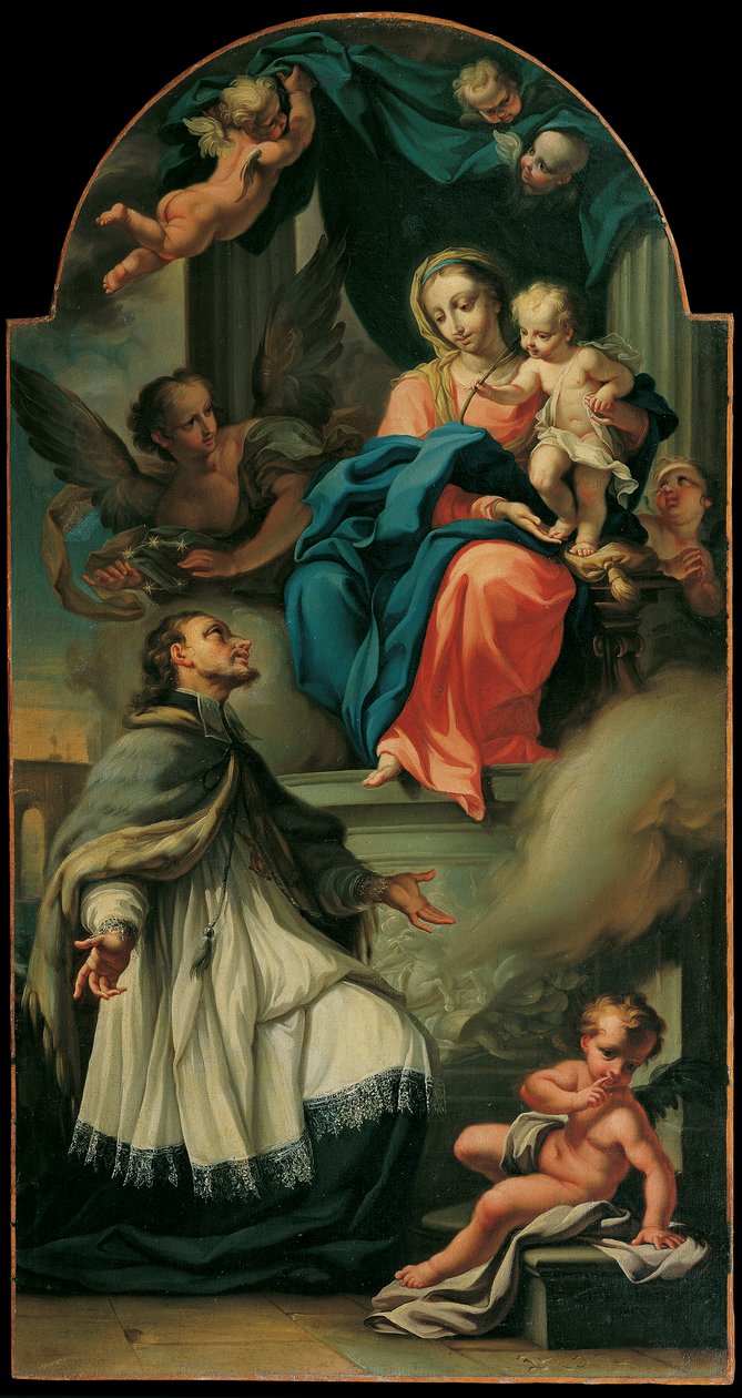 Sankt Johannes af Nepomuk modtager stjernernes krone af Maria af Christoph Unterberger