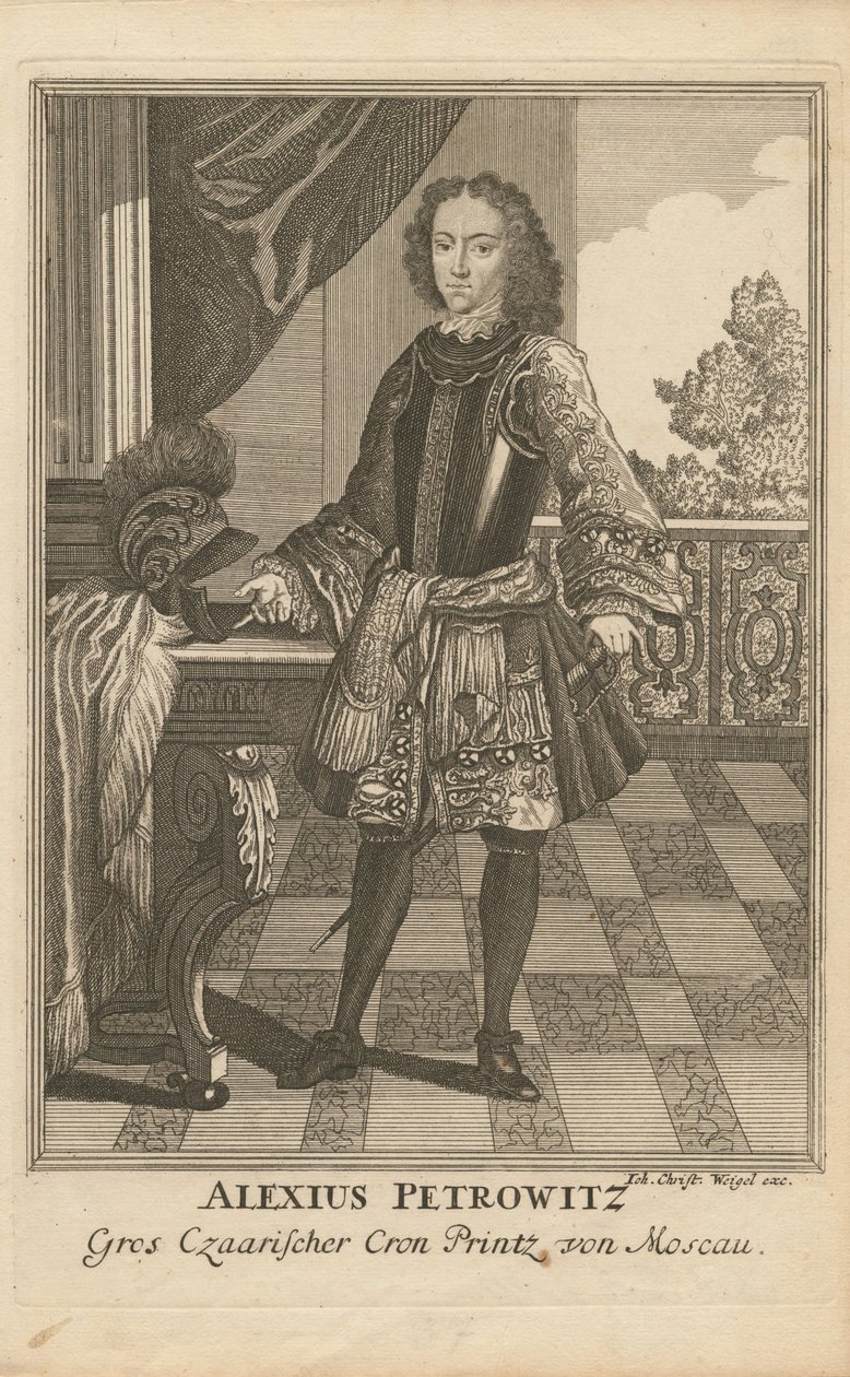 Portræt af Tsarevich Alexei Petrovich af Rusland 1690-1718, 1710 af Christoph Wiegel