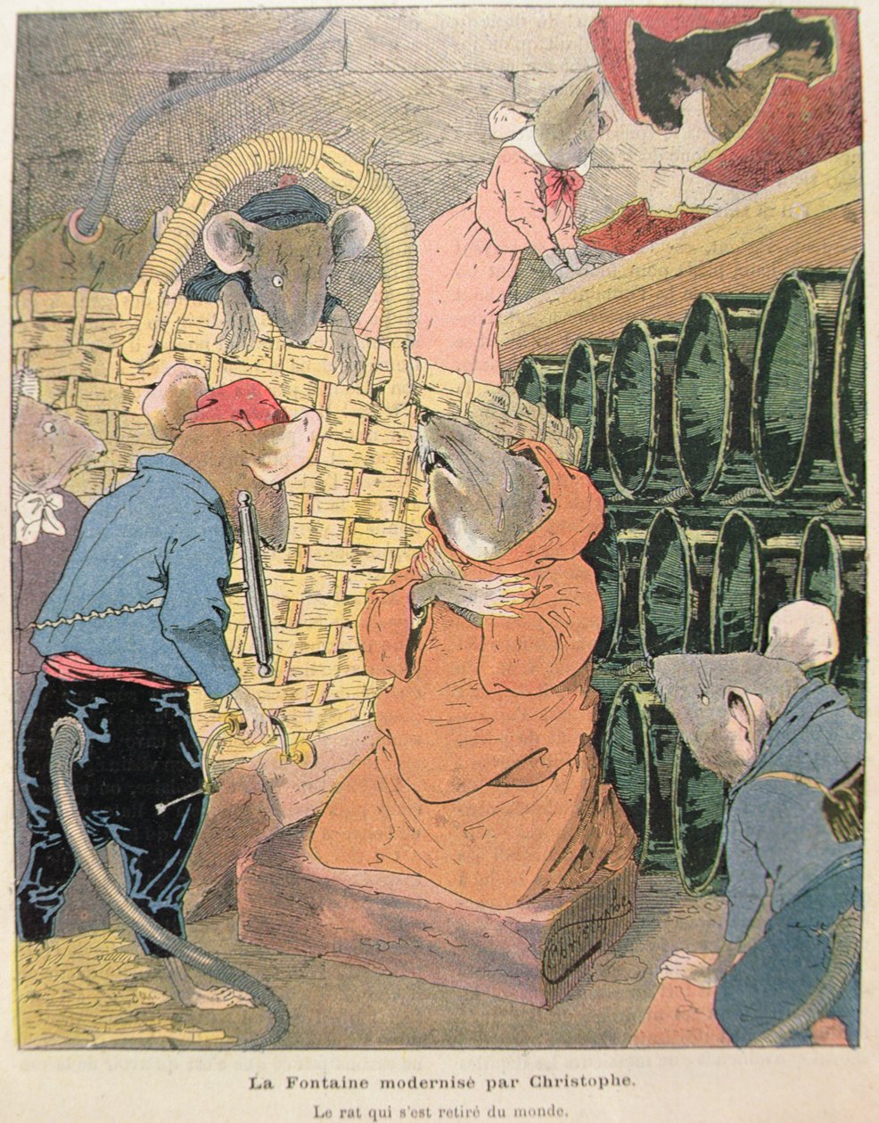 Illustration til Rotten, der har trukket sig tilbage fra samfundet fra fabler af Jean de La Fontaine (1621-95) 1902 (farvegravering) af Christophe 1856 1945 Christophe 1856 1945