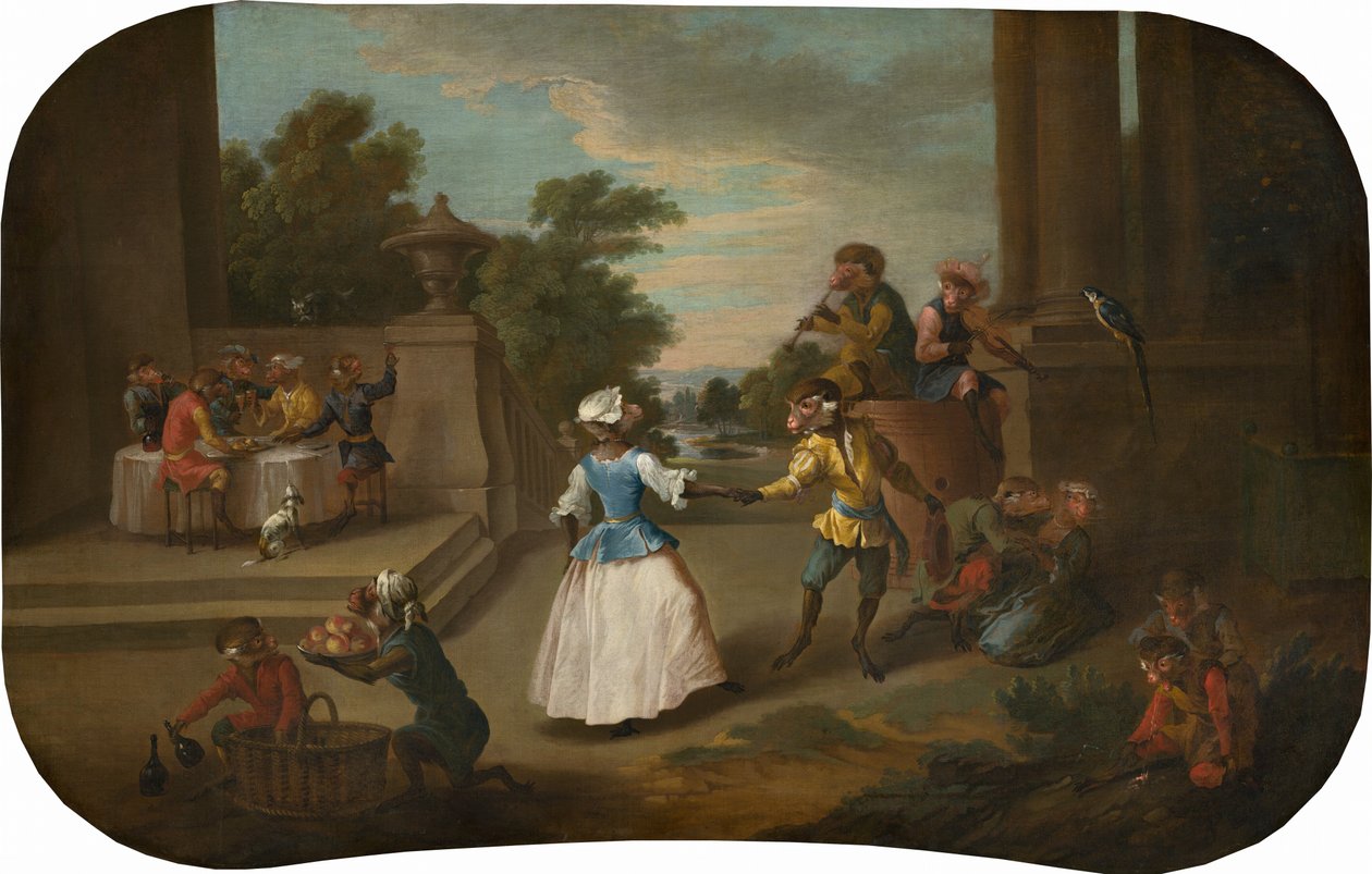 Singerie: The Dance, ca. 1739. af Christophe Huet