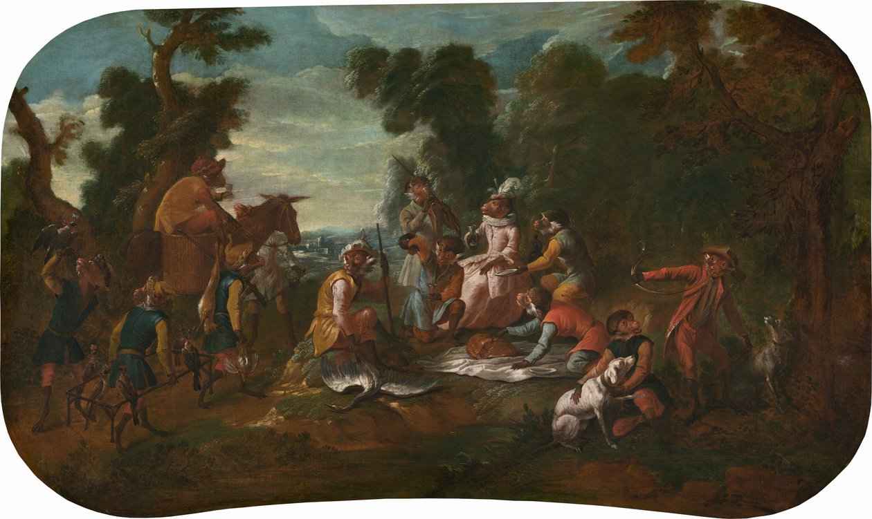 Singerie: The Picnic, ca. 1739. af Christophe Huet