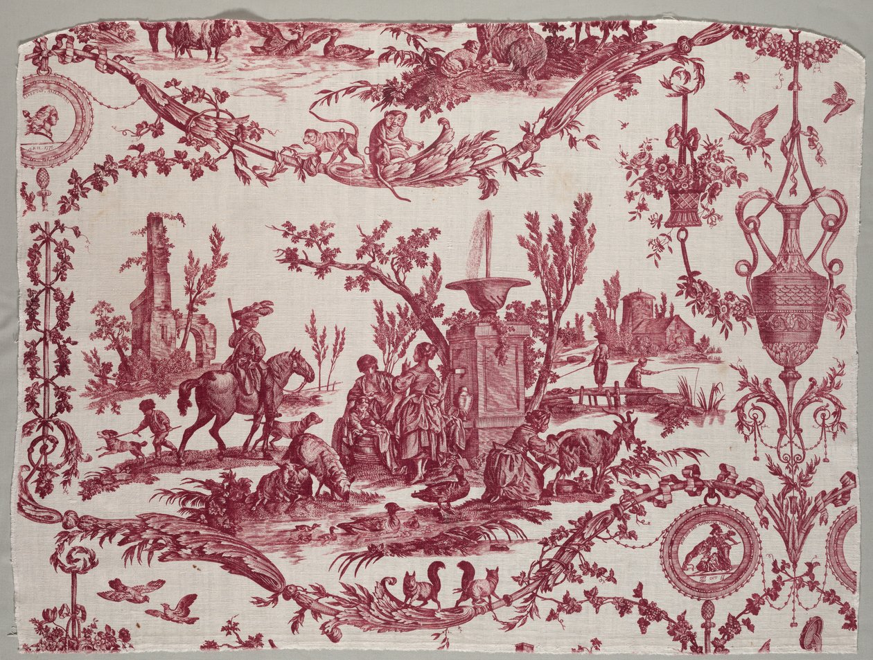 Fragmenter af kobbertrykt bomuld, ca. 1789. af Christophe Philippe Oberkampf