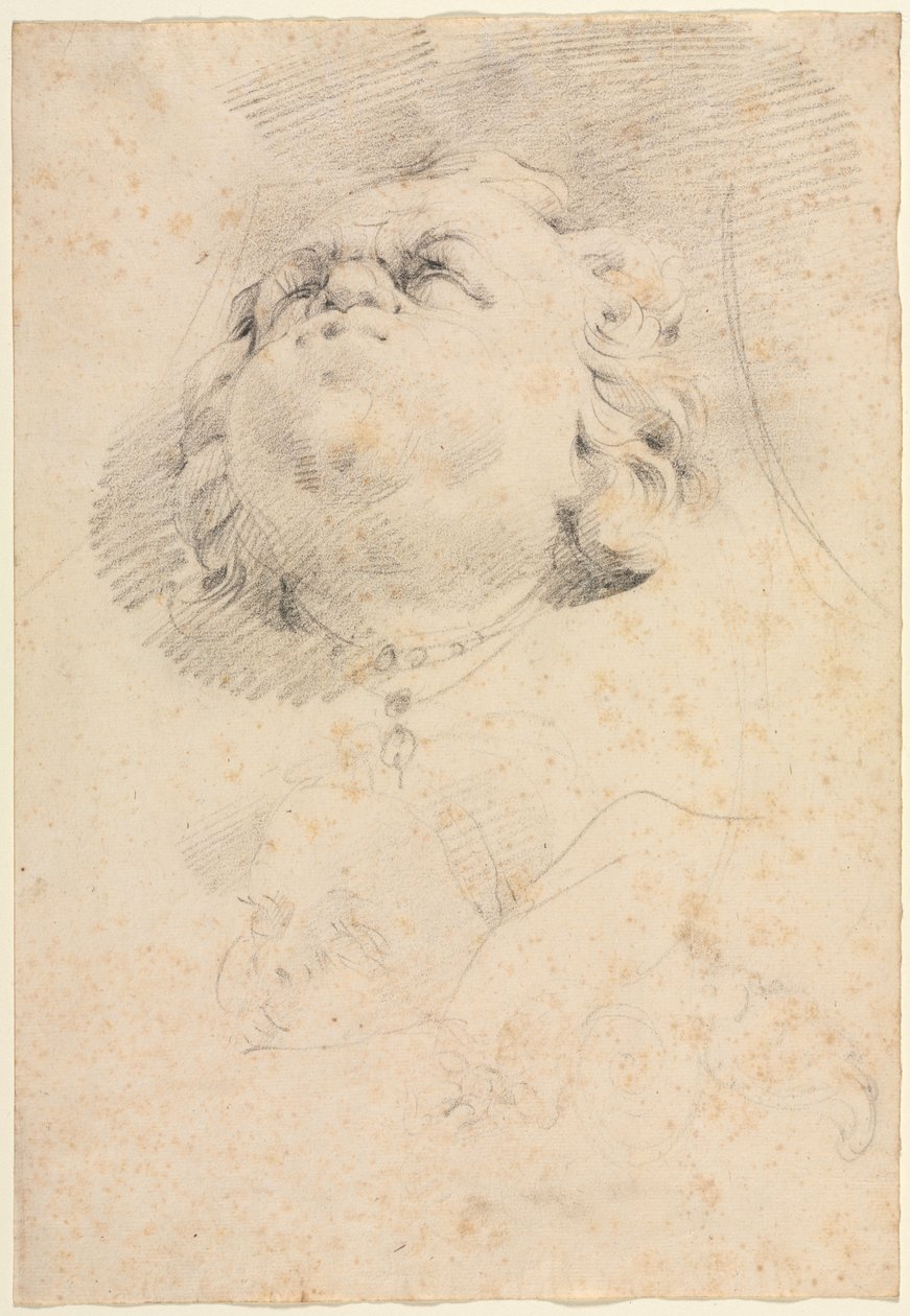 Skitse af et hoved efter Giambolognas Neptunfontæne, ca. 1654. af Christophe Veyrier