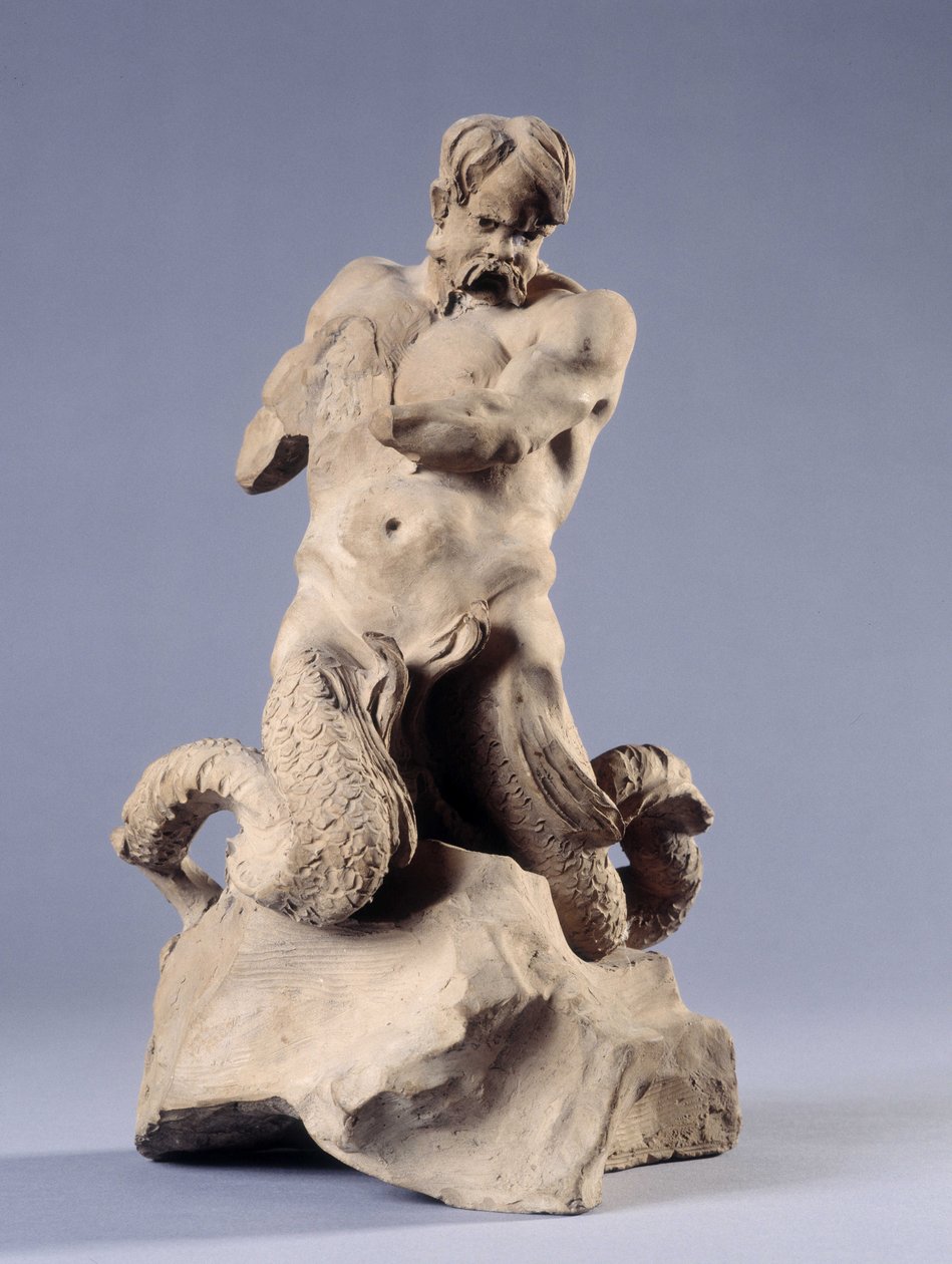 Triton. Sten skulptur af Christophe Veyrier