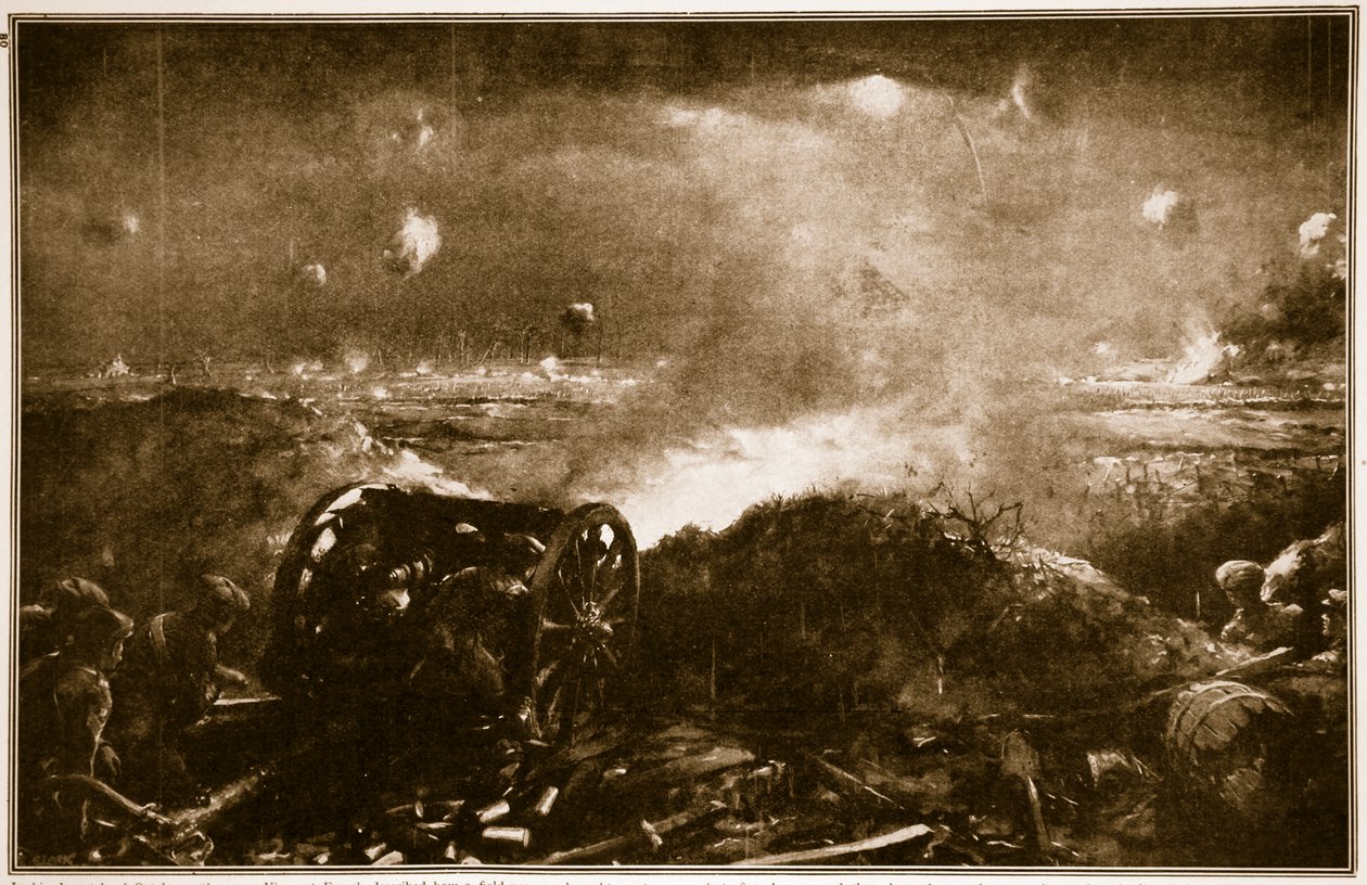 Artilleri opdrages til at støtte et britisk infanteriangreb nær Ypres, 1914-19 af Christopher Clark