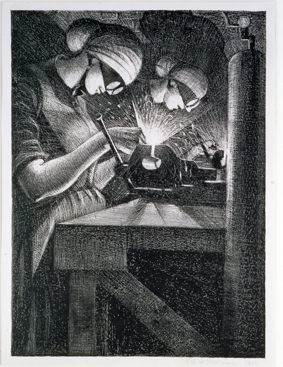 Acetylensvejser, 1917 (ætsning og tørnåle) af Christopher Richard Wynne Nevinson