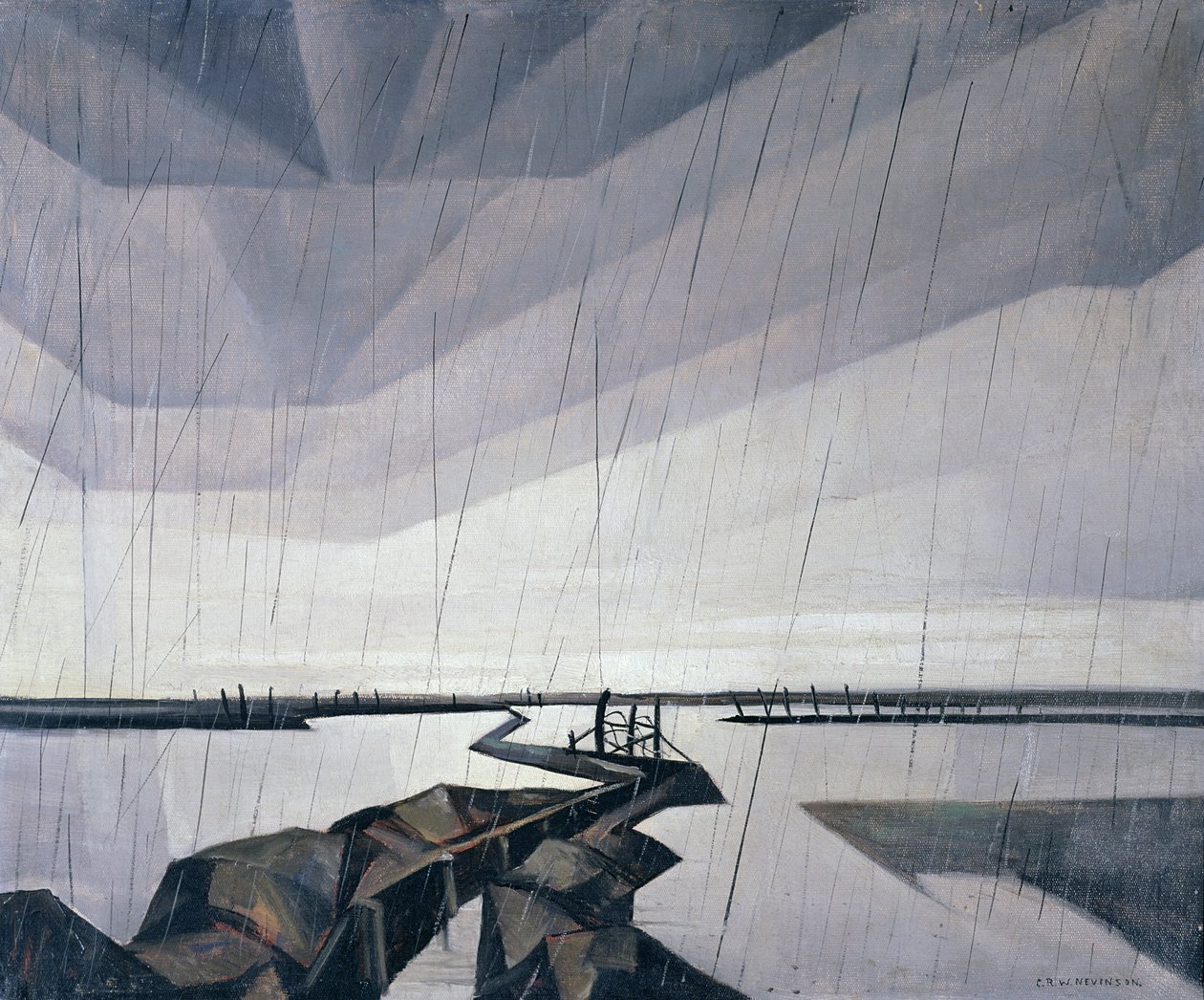 Oversvømmet skyttegrav på Yser, 1916 af Christopher Richard Wynne Nevinson