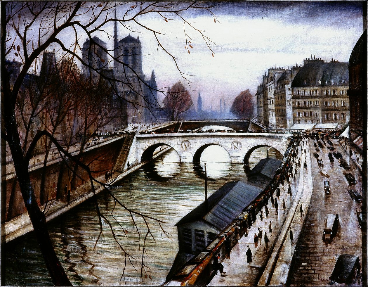 Notre Dame de Paris fra Quai des Grands Augustins (olie og tempera på lærred) af Christopher Richard Wynne Nevinson