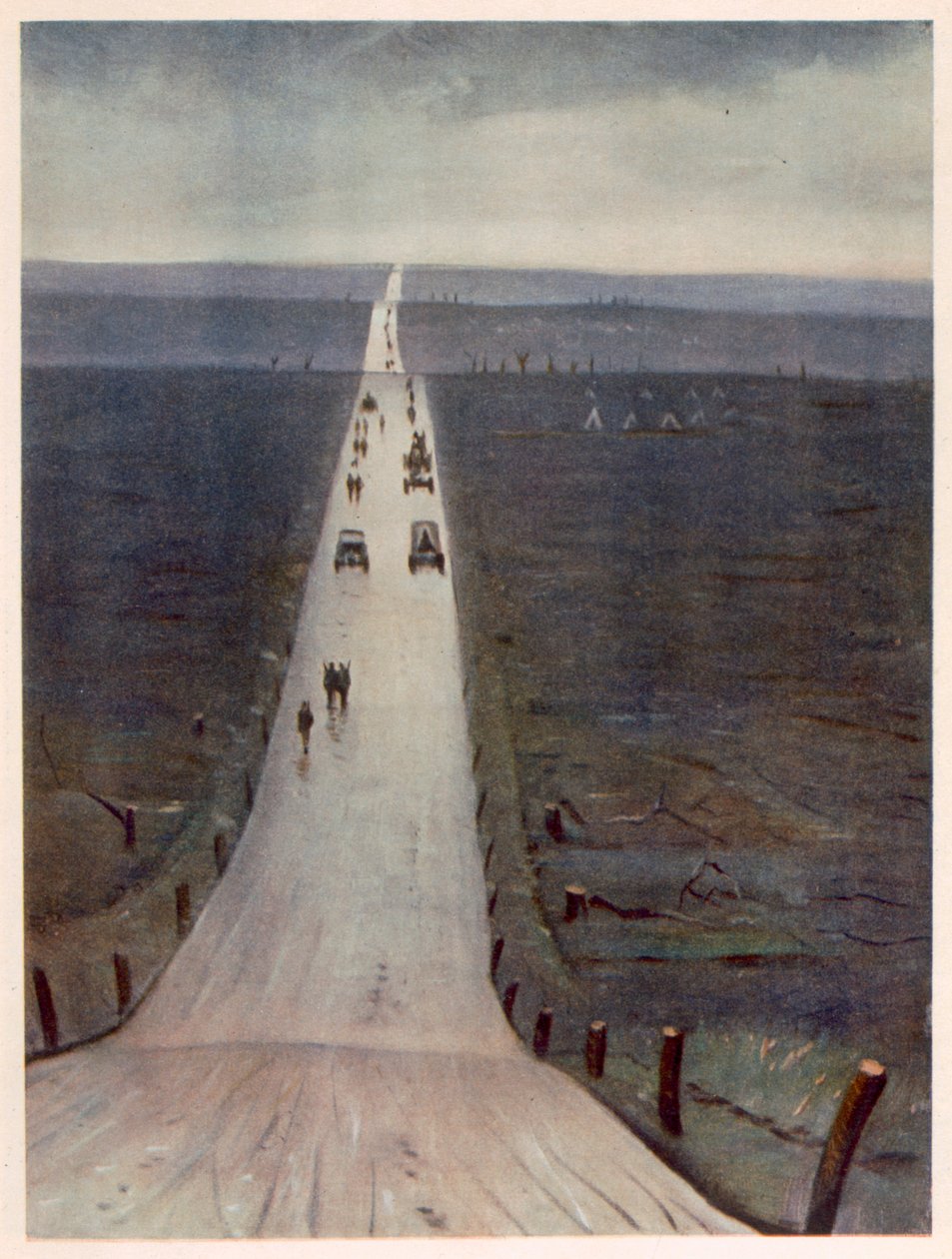 Vejen fra Arras til Bapaume, fra britiske kunstnere ved fronten, fortsættelse af vestfronten, 1918 af Christopher Richard Wynne Nevinson