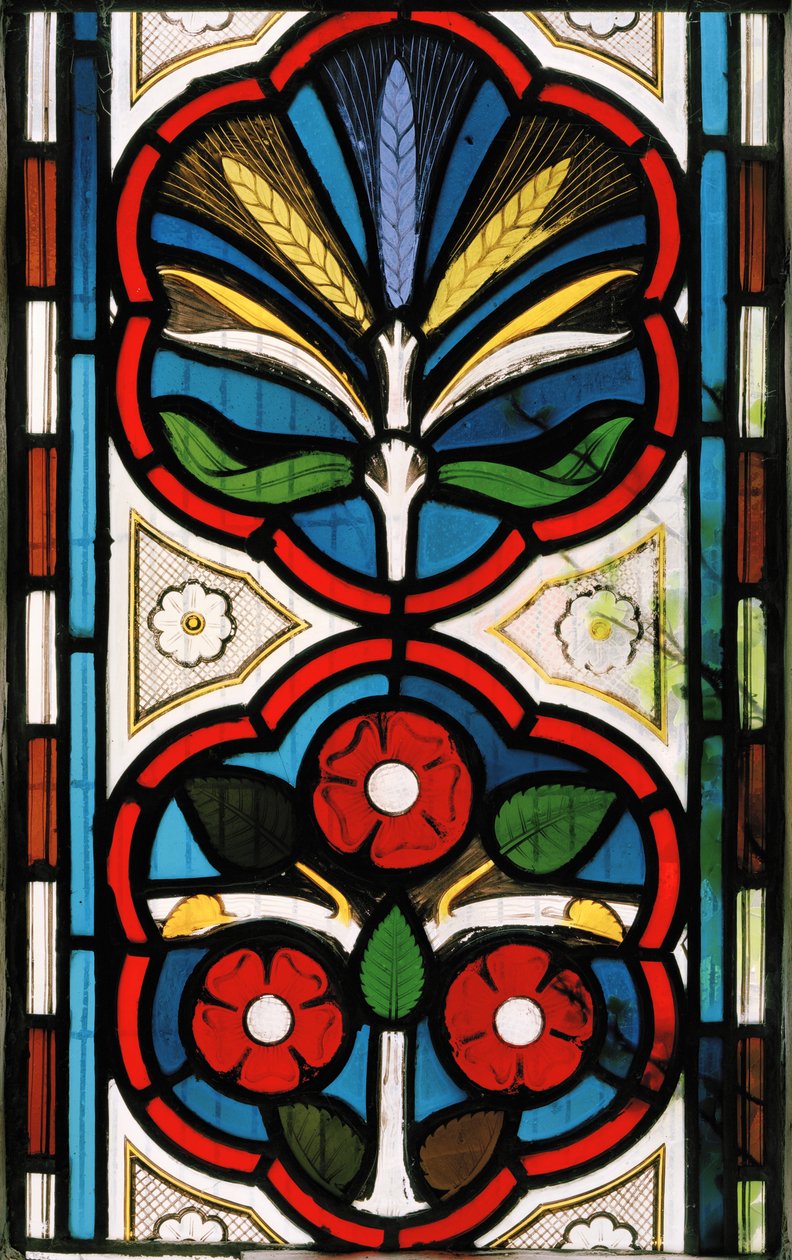 Roser og hvede, 1865 (farvet glas) af Christopher Dresser