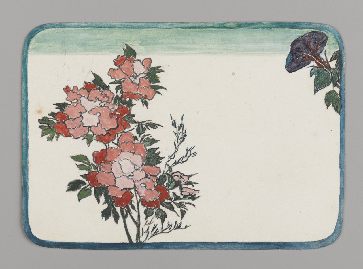 Krysantemum og Morning Glories (wc på papir) af Christopher Grant La Farge