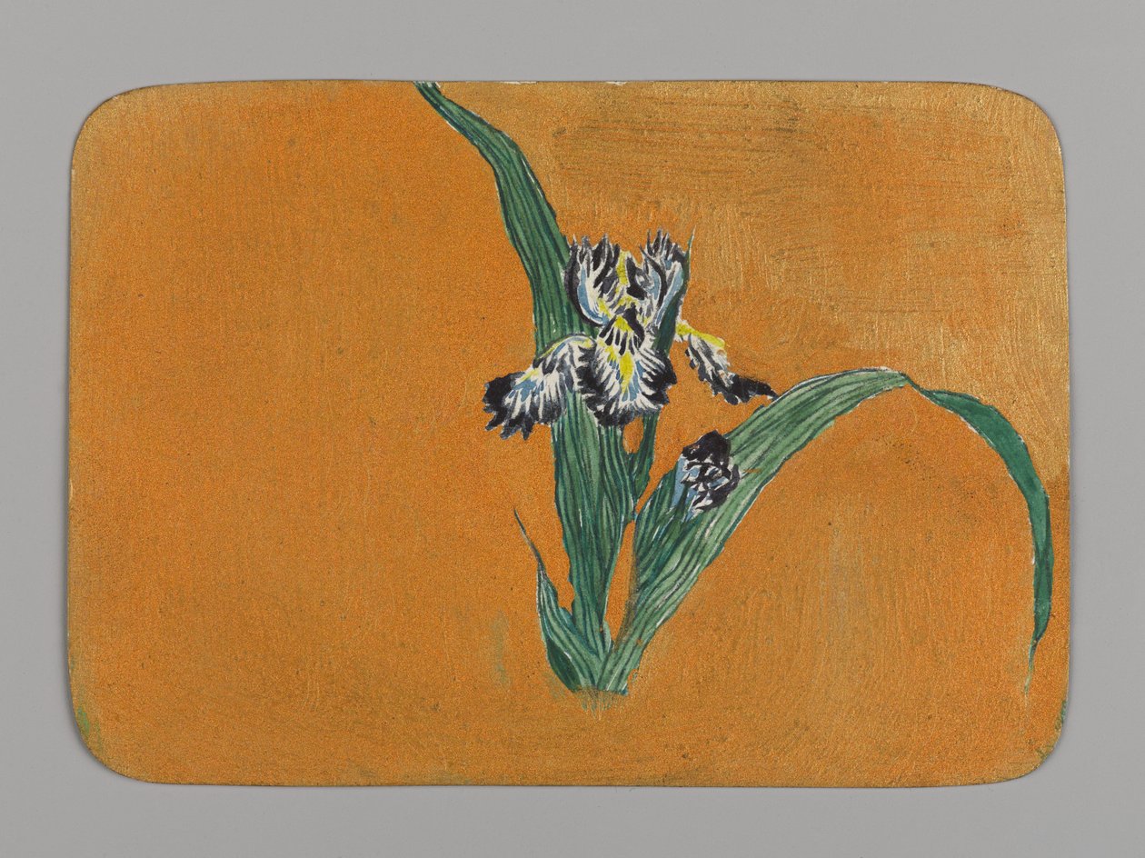 Lille kort med iris, ca. 1880. Akvarel og metallisk blæk af Christopher Grant La Farge
