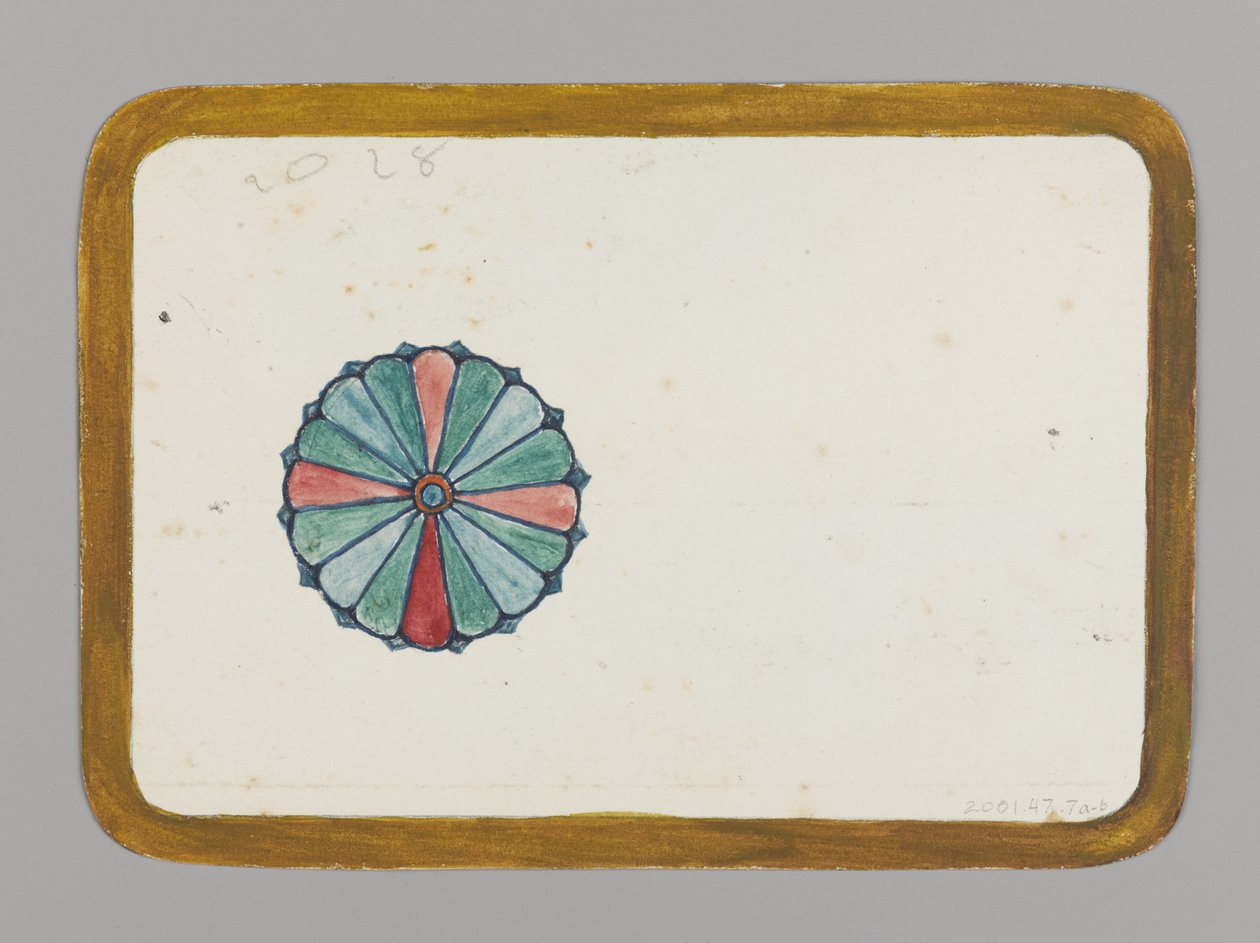 Stiliseret krysantemum (verso), ca. 1880 (wc, sort blæk og metallisk maling over grafit på meget tyndt karton) af Christopher Grant La Farge
