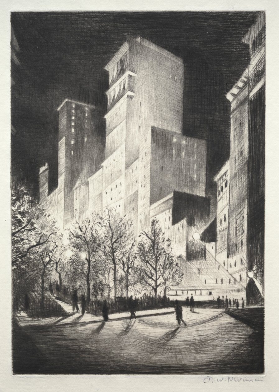 Three AM: A Corner af Madison Avenue (også kendt som 2 AM New York og Metropolis) af Christopher Richard Wynne Nevinson